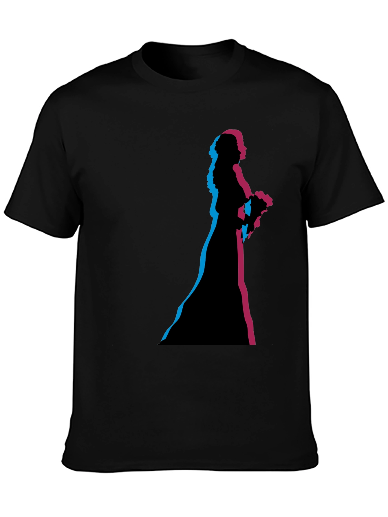 Black Bride Silhouette Graphic Black T-Shirt view 3