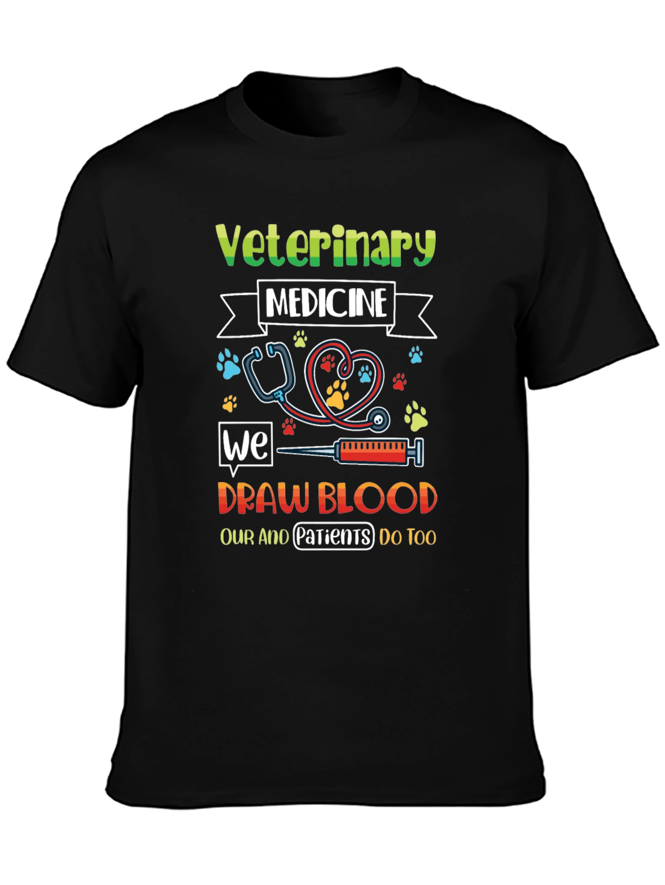 Black Veterinary Medicine Draw Blood T-Shirt view 3