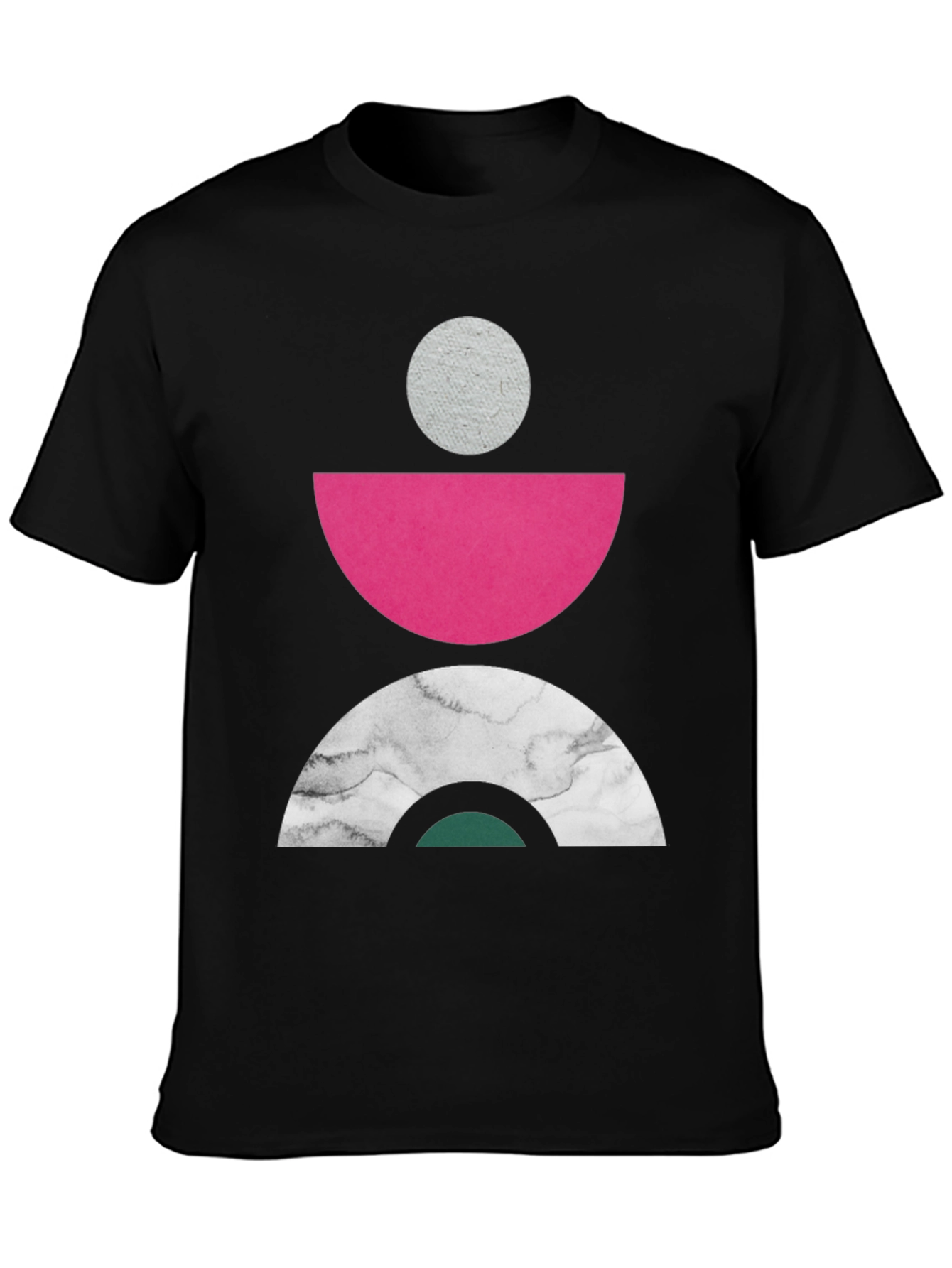 Black Geometric Print Crew Neck Tee view 3