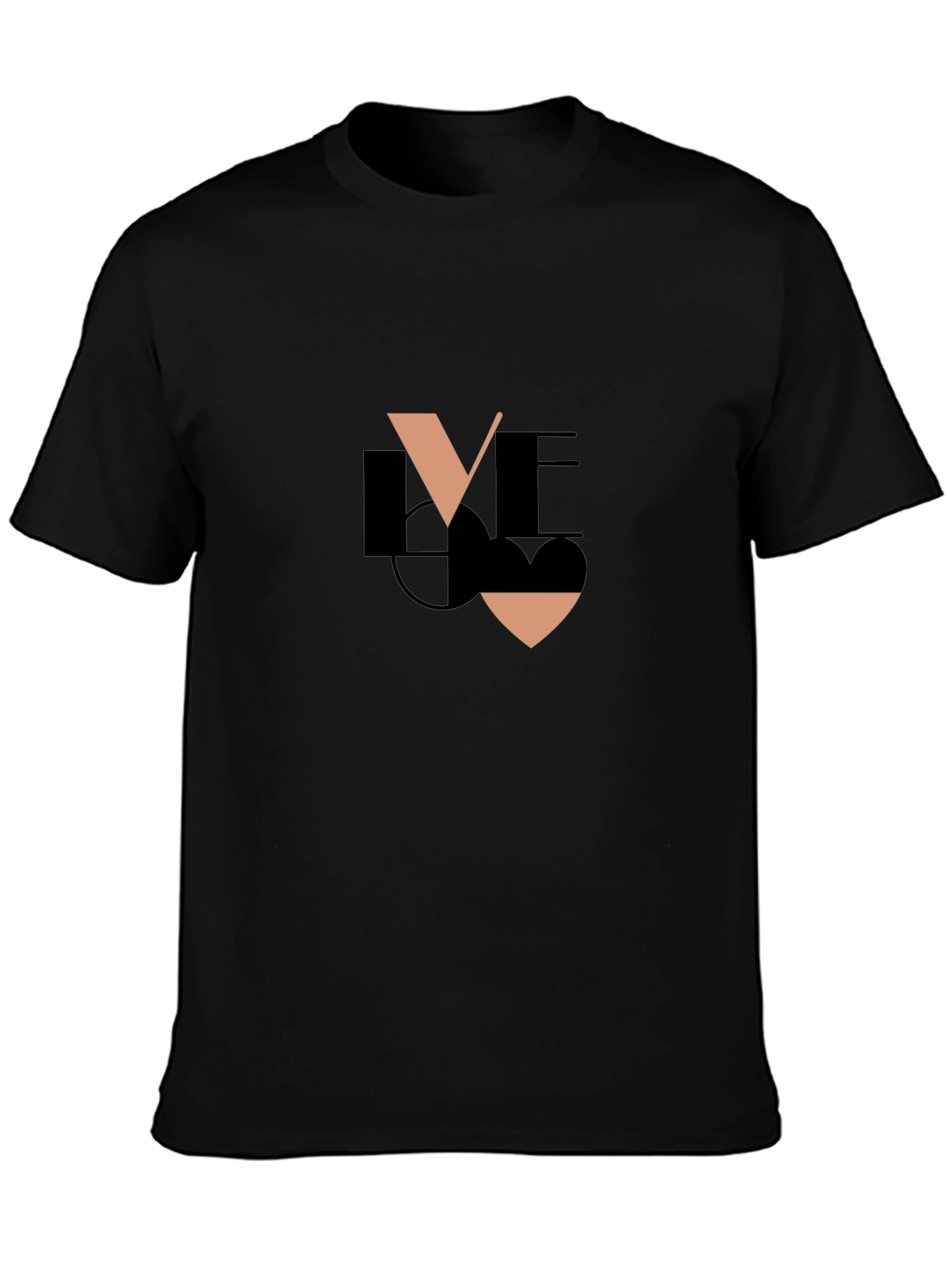 Black Love Design Black T-Shirt view 3