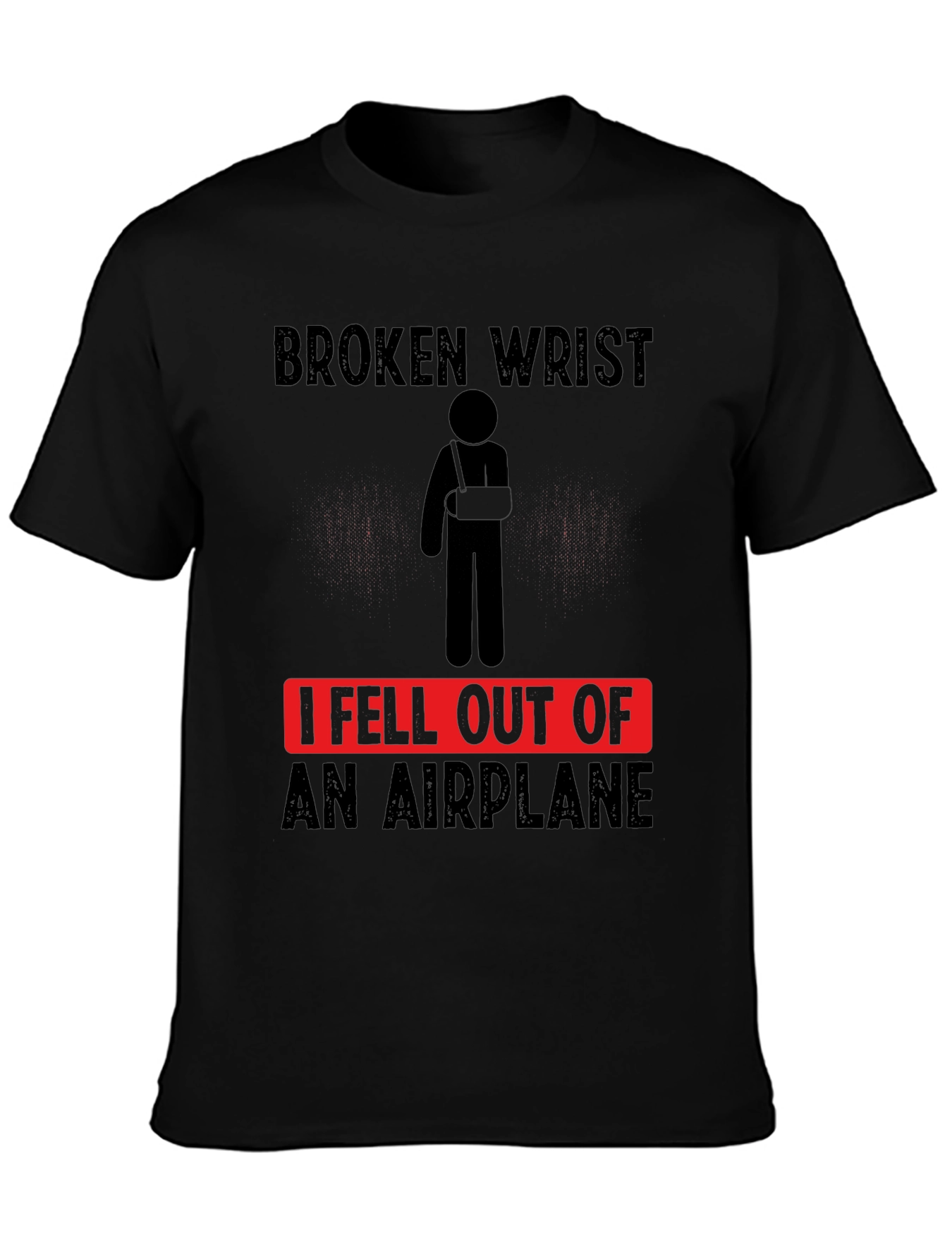 Black Broken Wrist Airplane T-Shirt Funny Injury Tee view 3