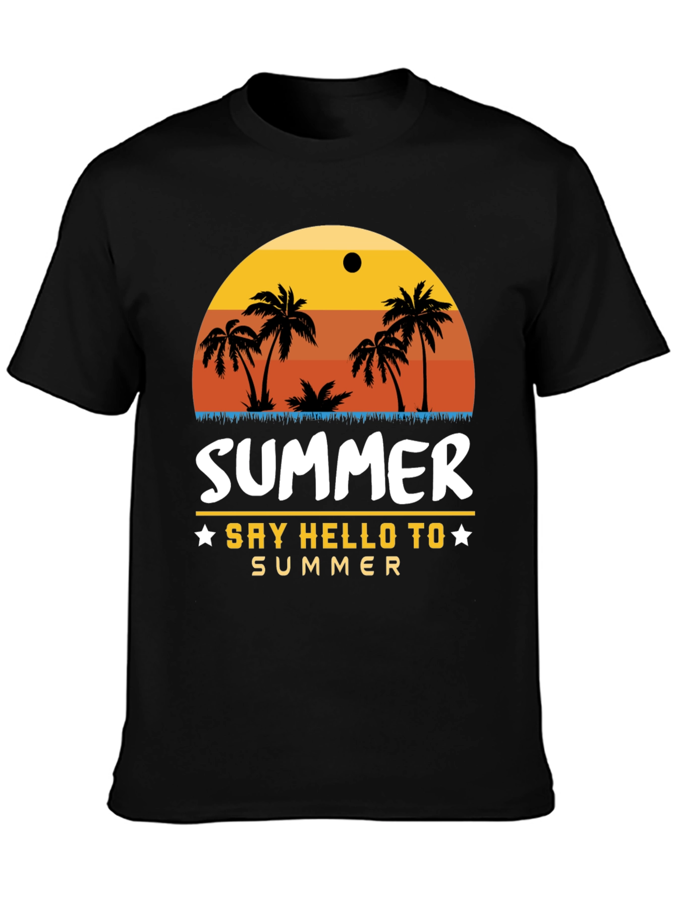 Black Summer Palm Tree Graphic T-Shirt view 3