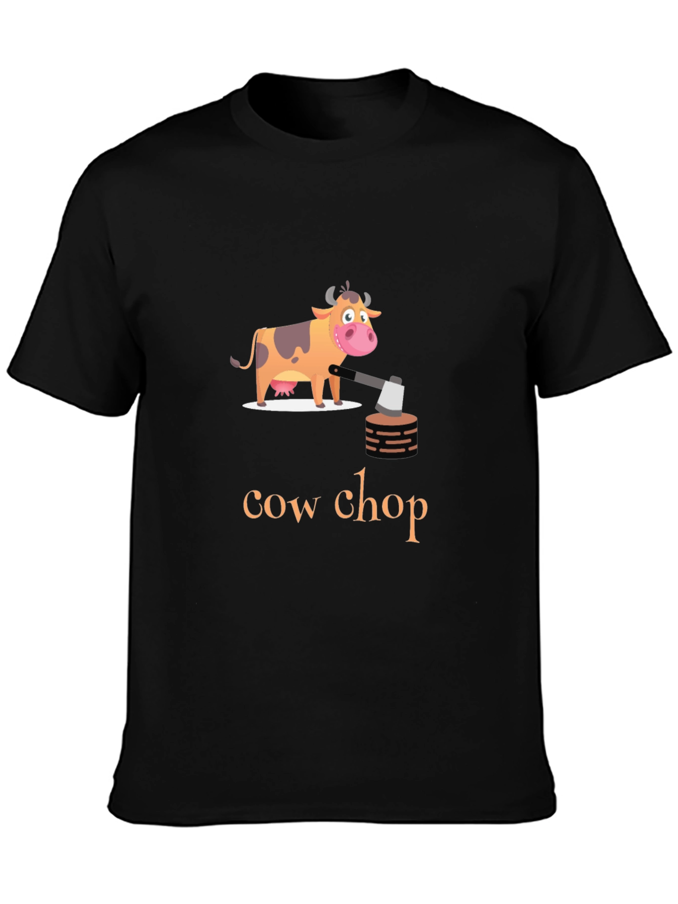 Black Cow Chop T-Shirt - Funny Graphic Tee view 3