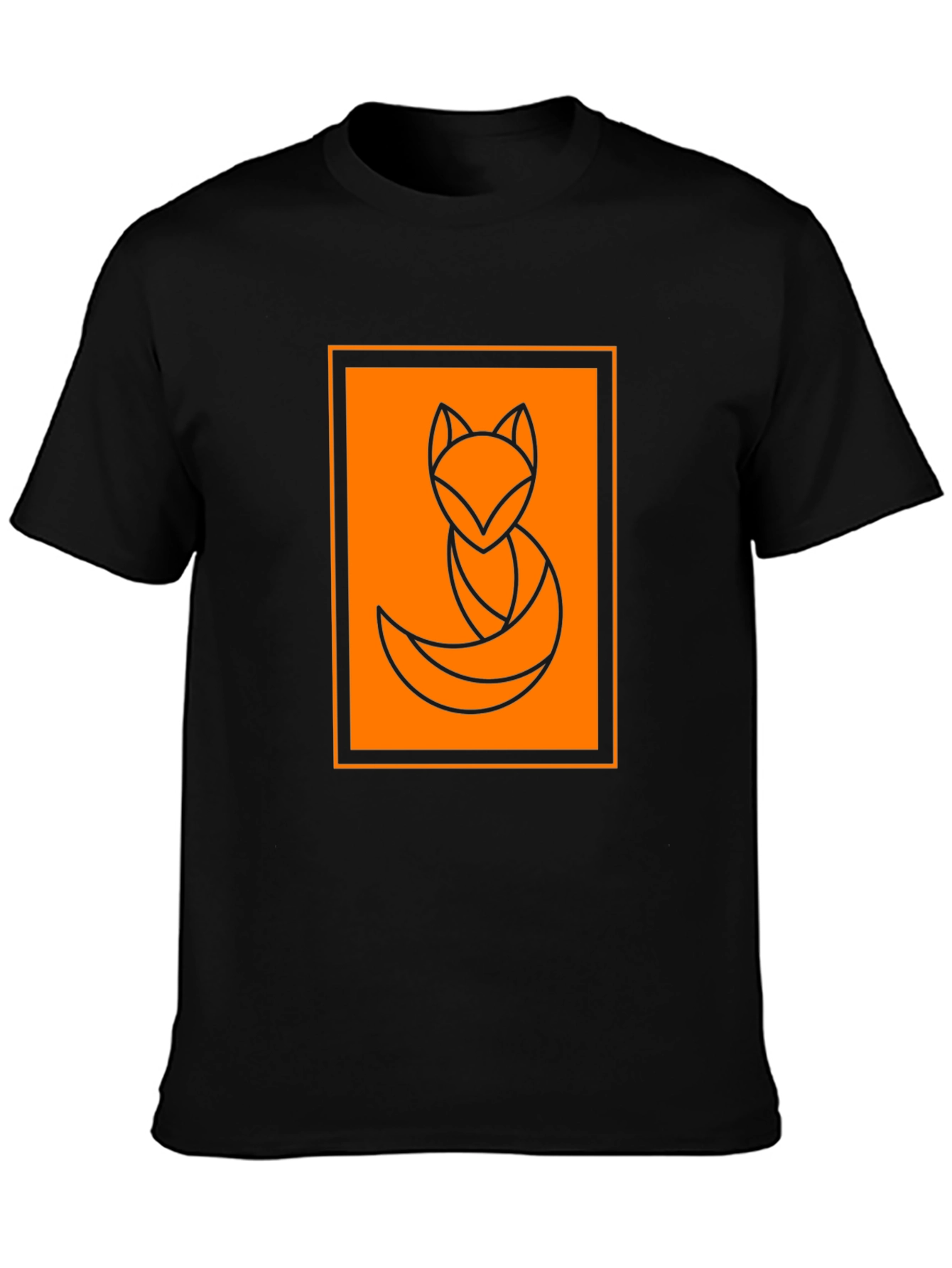 Black Geometric Fox Graphic Tee - Stylish Black T-Shirt view 3