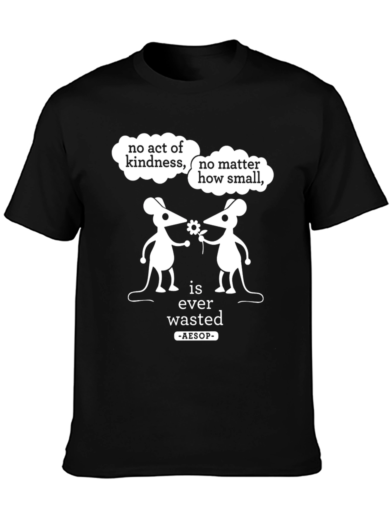 Black Kindness T-Shirt: Aesop Quote, Mouse Graphic, Unisex view 3