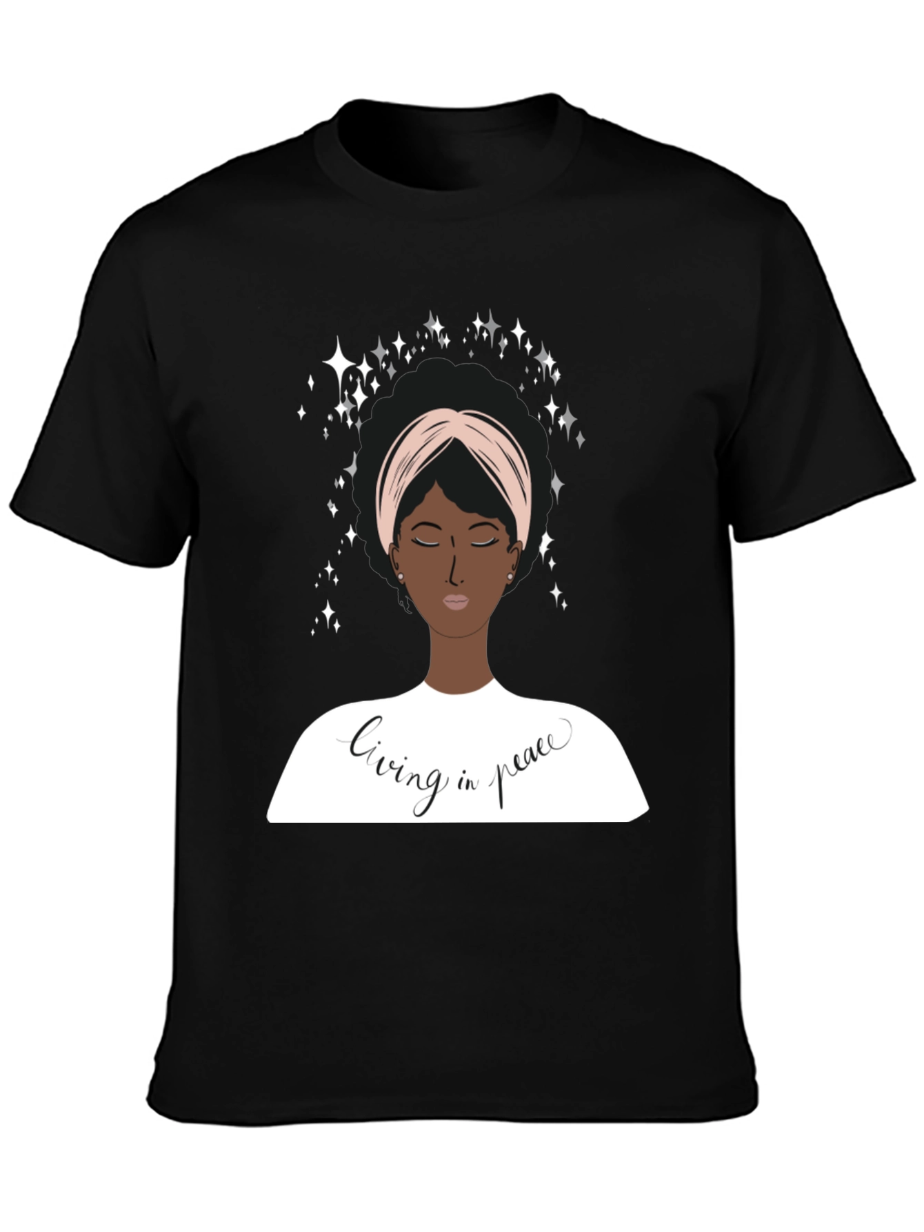 Black Living In Peace Graphic T-Shirt view 3