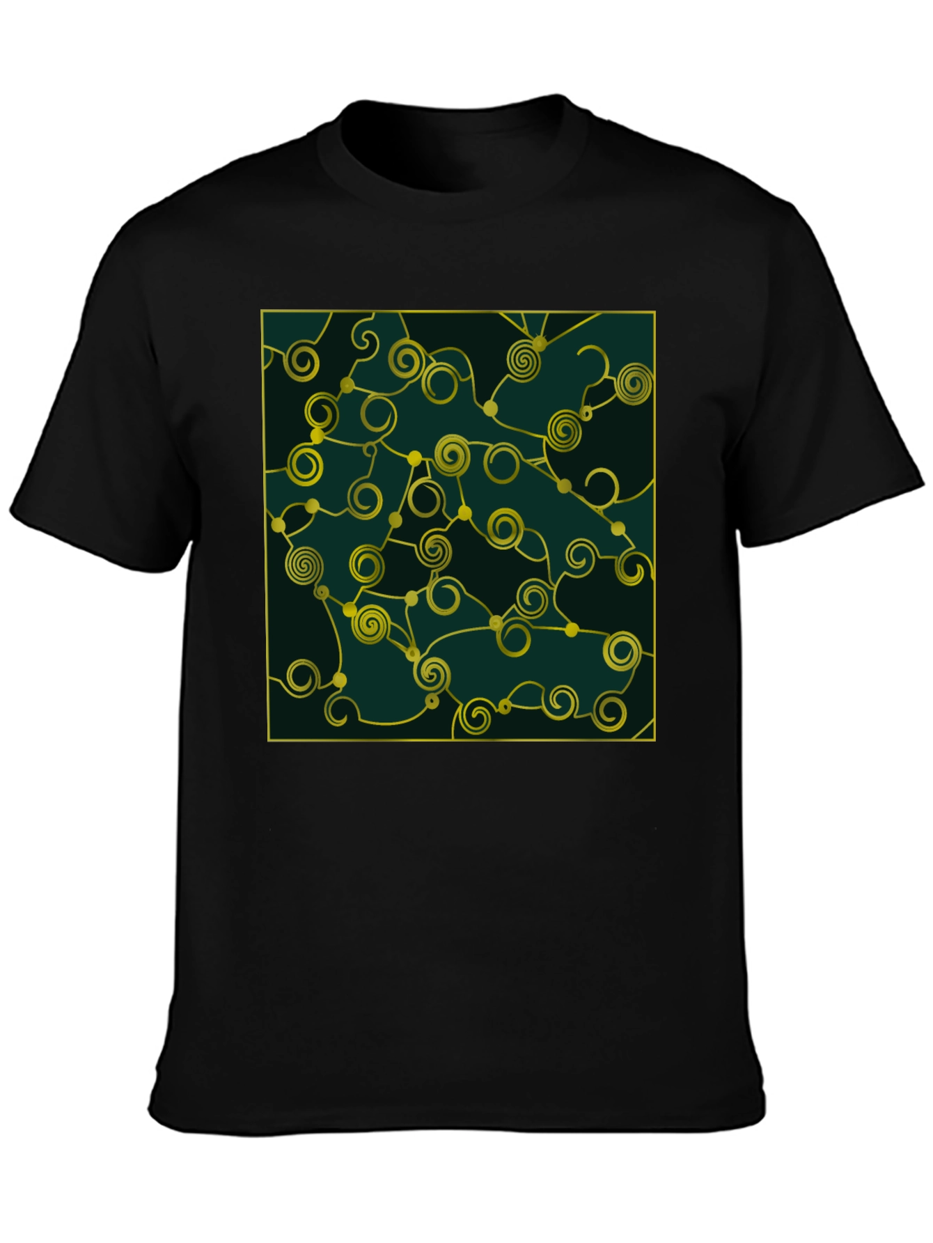 Black Abstract Swirl Graphic Black T-Shirt view 3