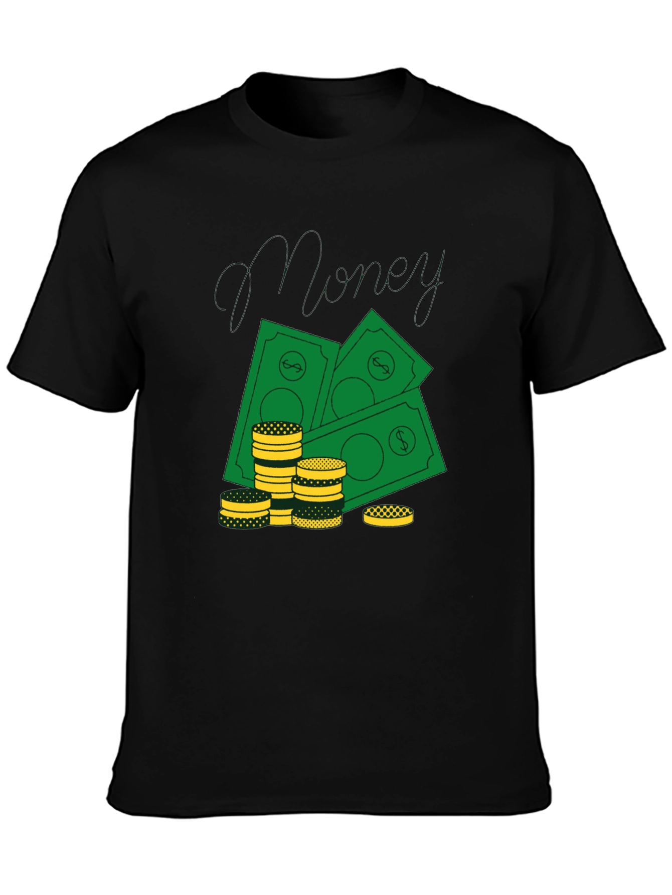 Black Money Graphic Print Black T-Shirt view 3