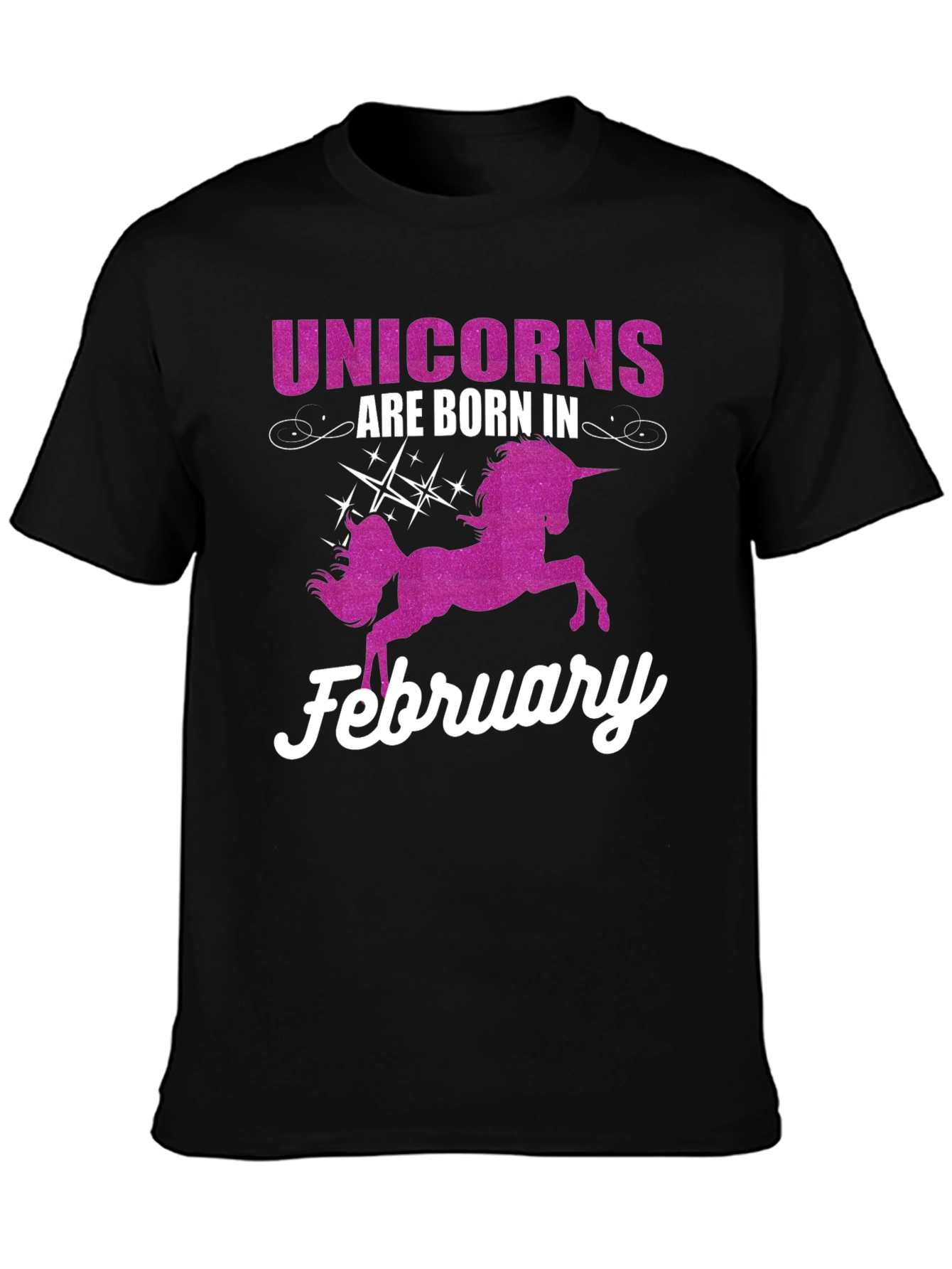 Black Unicorns Born in February T-Shirt view 3
