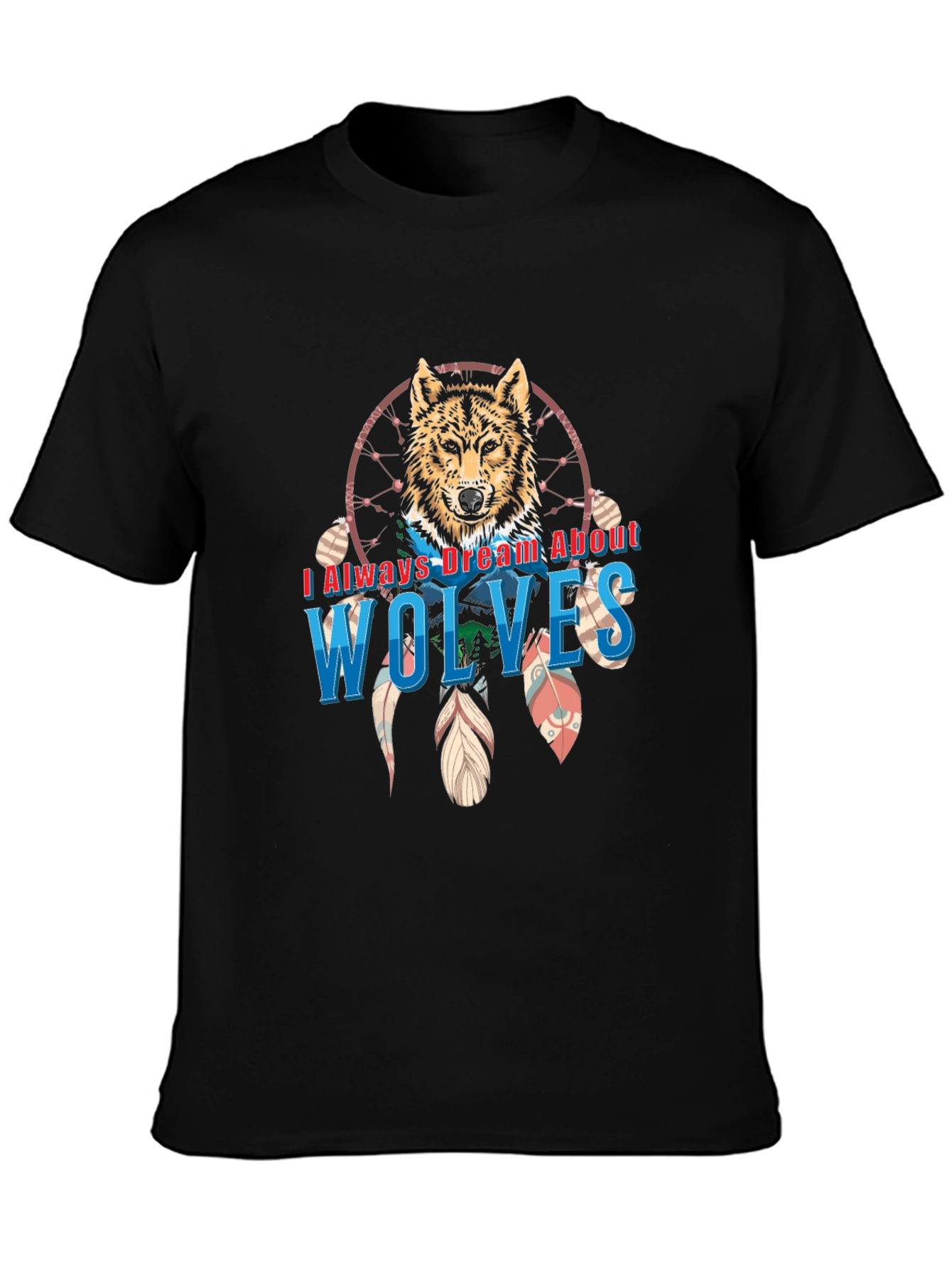 Black Wolf Dreamcatcher Graphic Tee - Unisex view 3