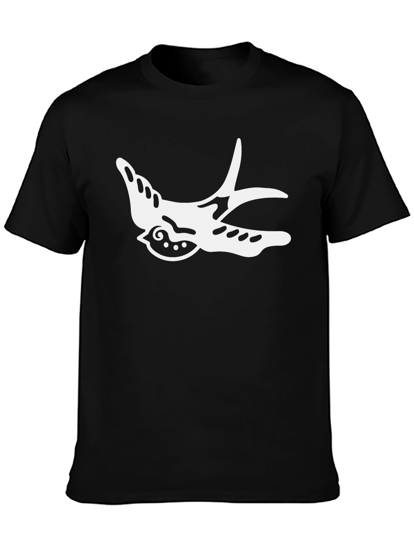 Black Stylish Black T-Shirt with Swallow Graphic view 3