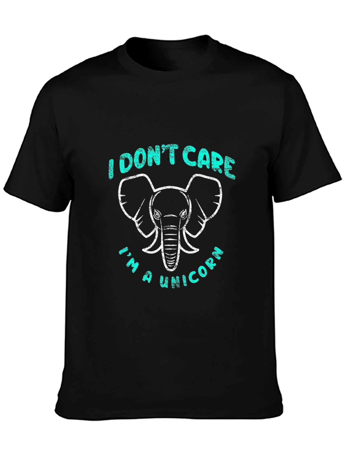 Black I Don't Care I'm A Unicorn Elephant Graphic Tee view 3