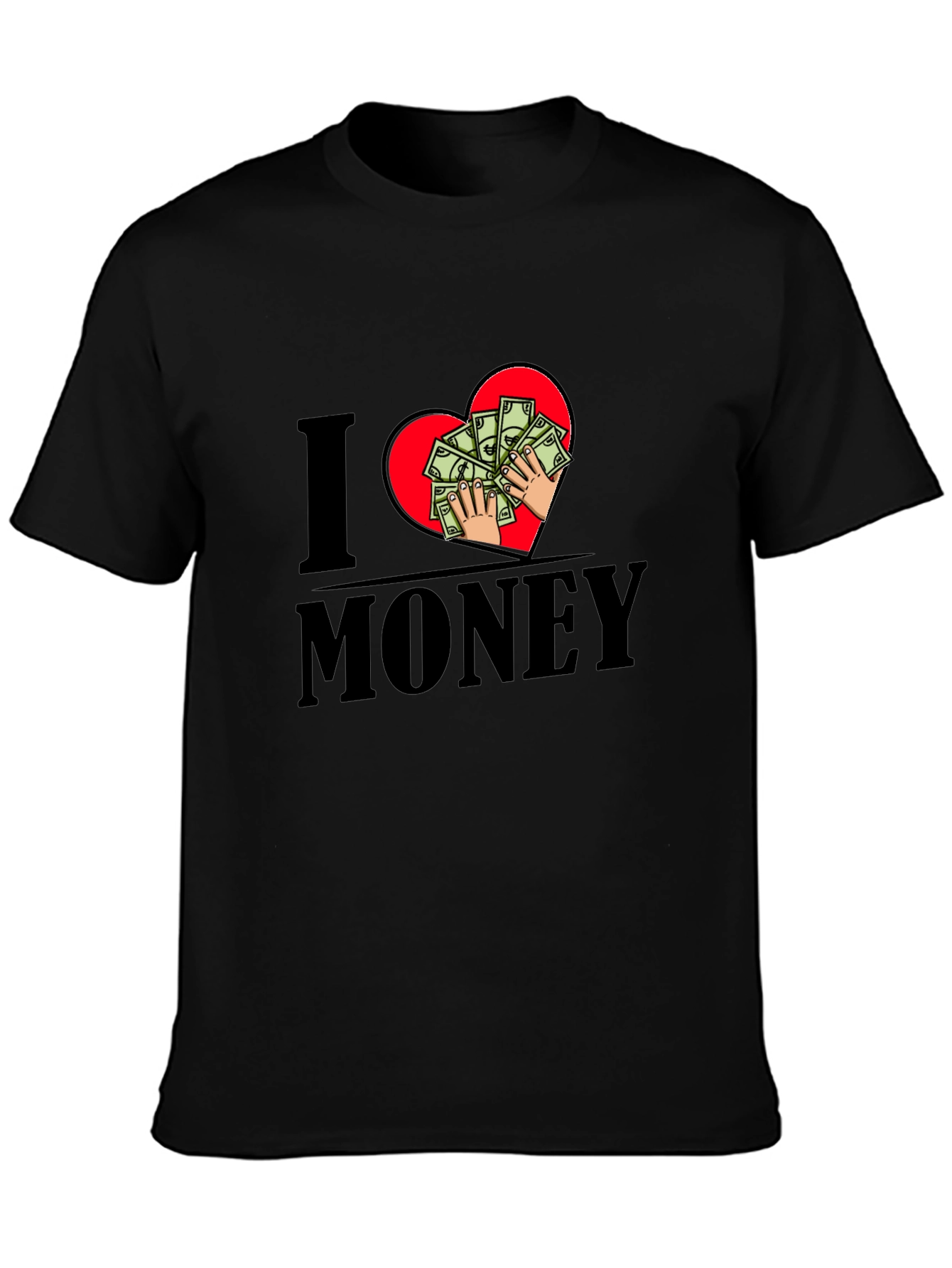 Black I Love Money Graphic T-Shirt - Black Cotton Tee view 3
