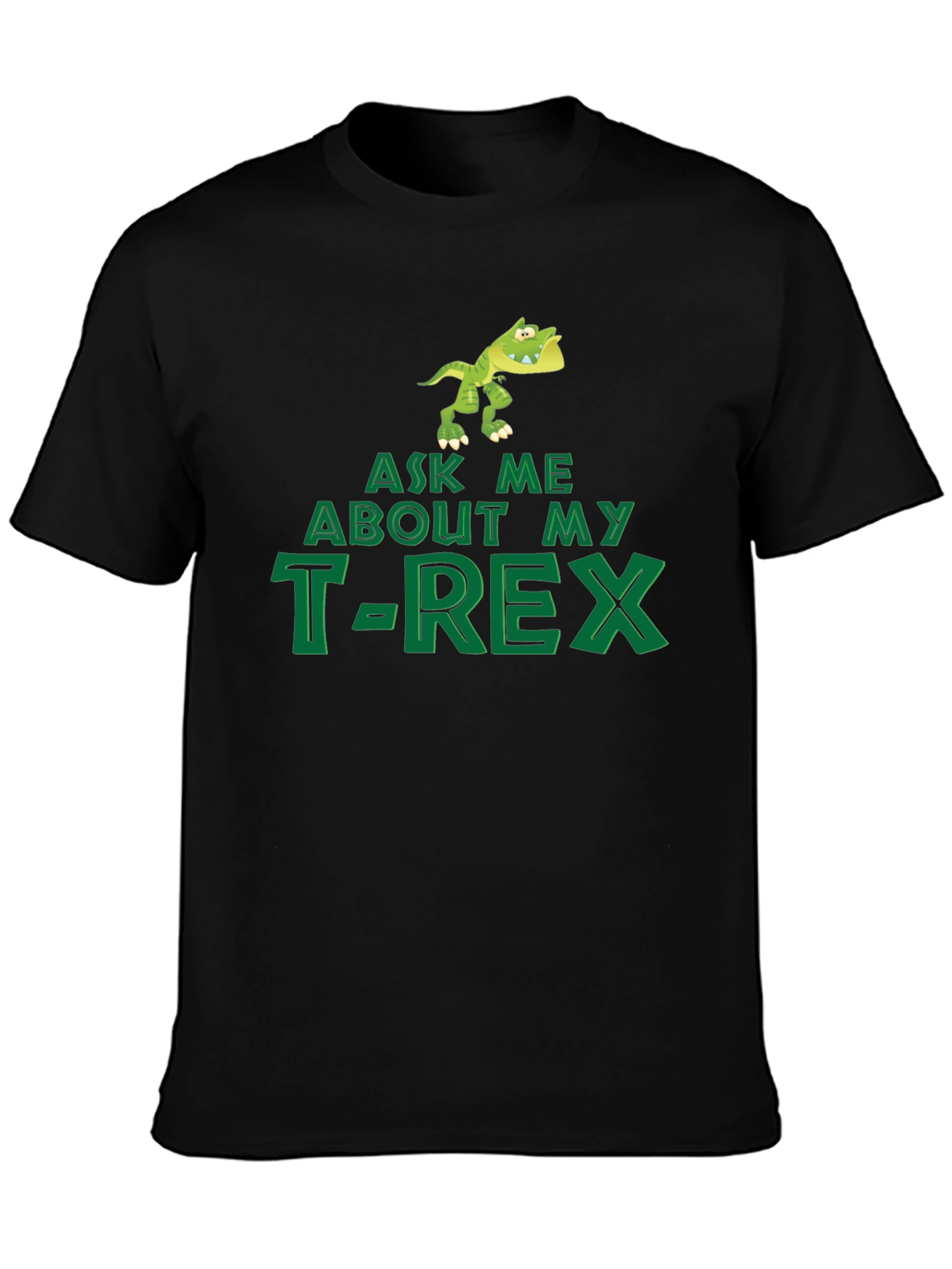 Black Ask Me About My T-Rex Black Cotton Tee view 3