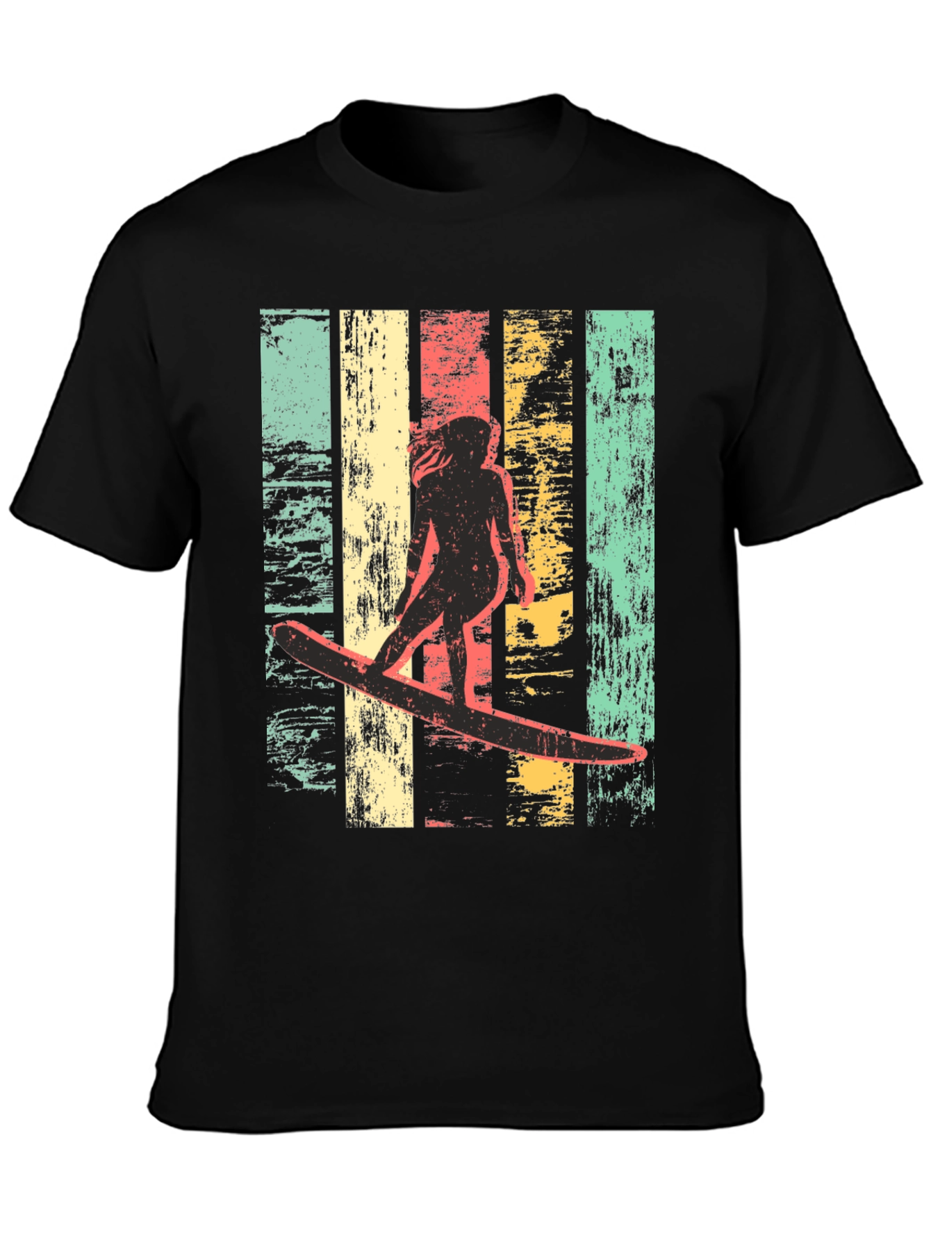 Black Vintage Surfer Graphic Tee - Cool Retro Design view 3