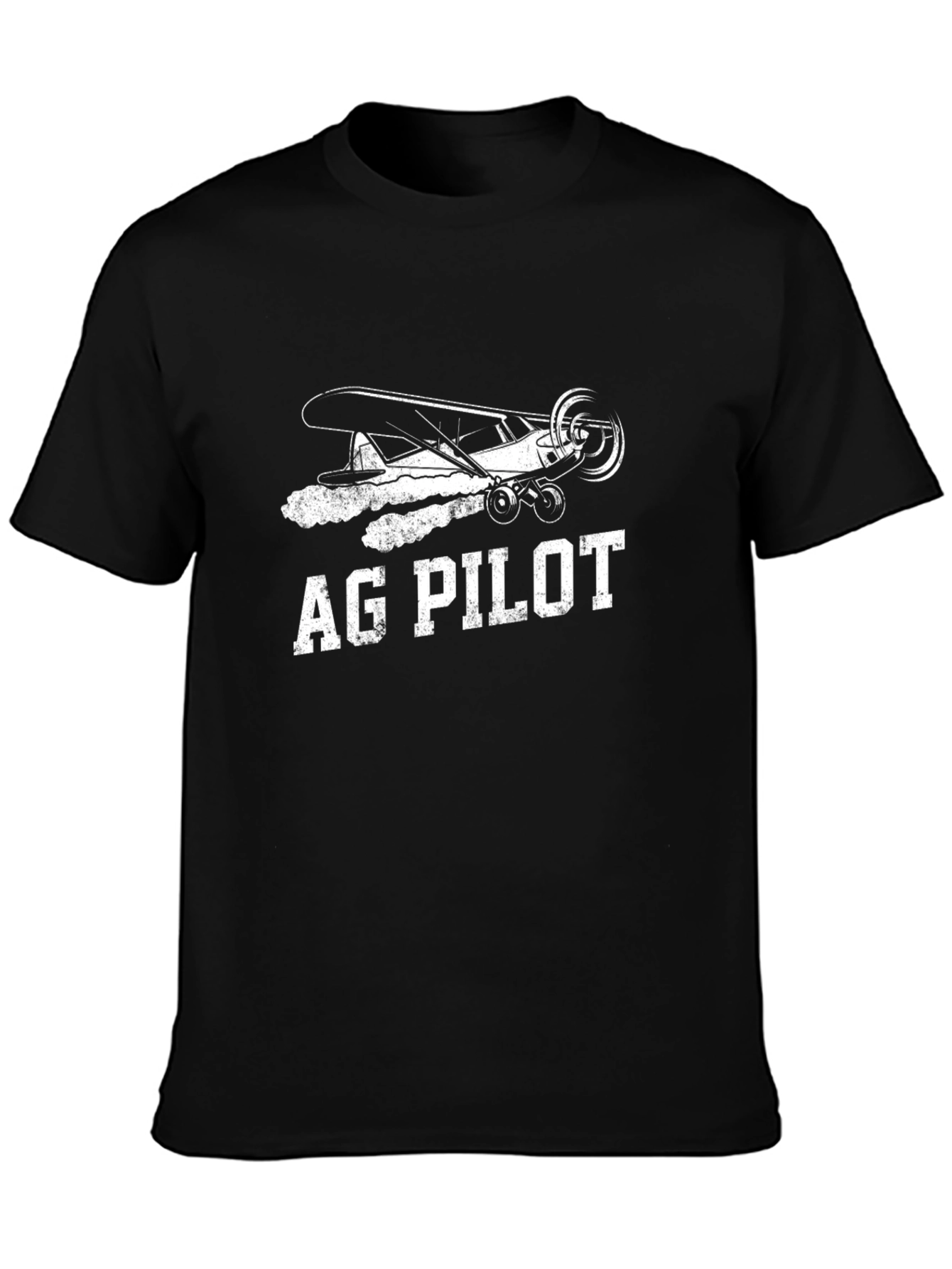 Black Ag Pilot Black T-Shirt Aviation Plane Crop Duster Tee view 3