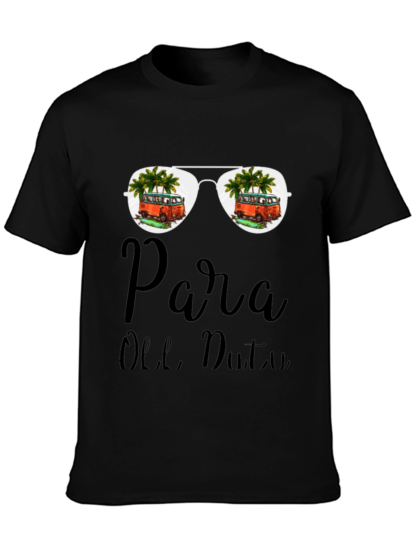 Black Para Olle, Duty T-Shirt: Beach Van Sunglasses Design view 3
