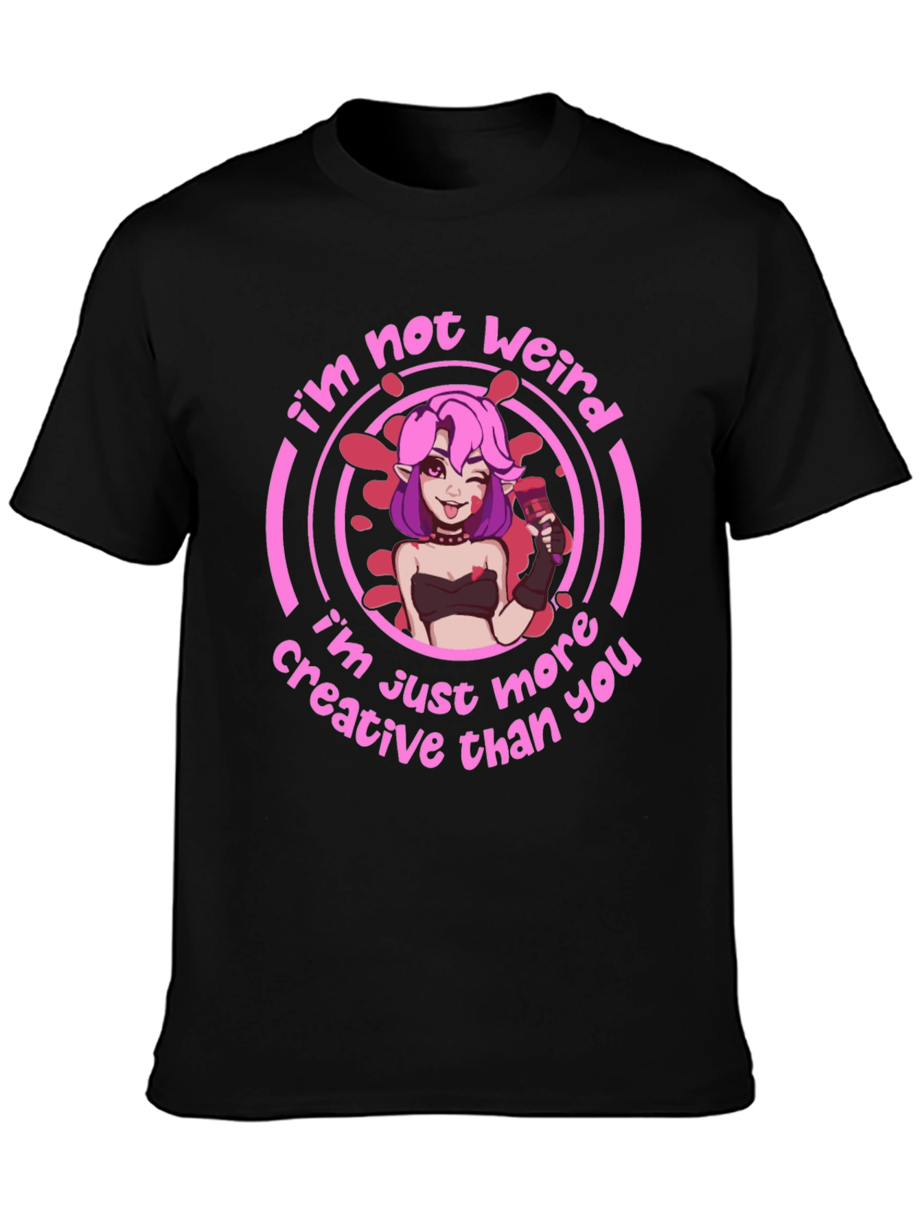Black I'm Not Weird Graphic T-Shirt - Creative Design view 3