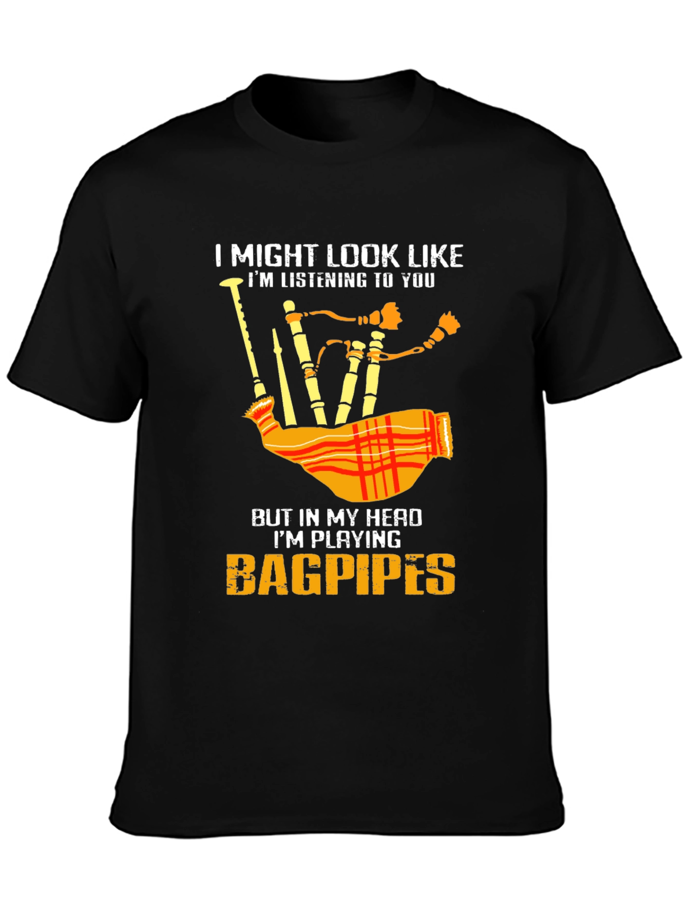 Black Bagpipes T-Shirt - Musician Tee view 3