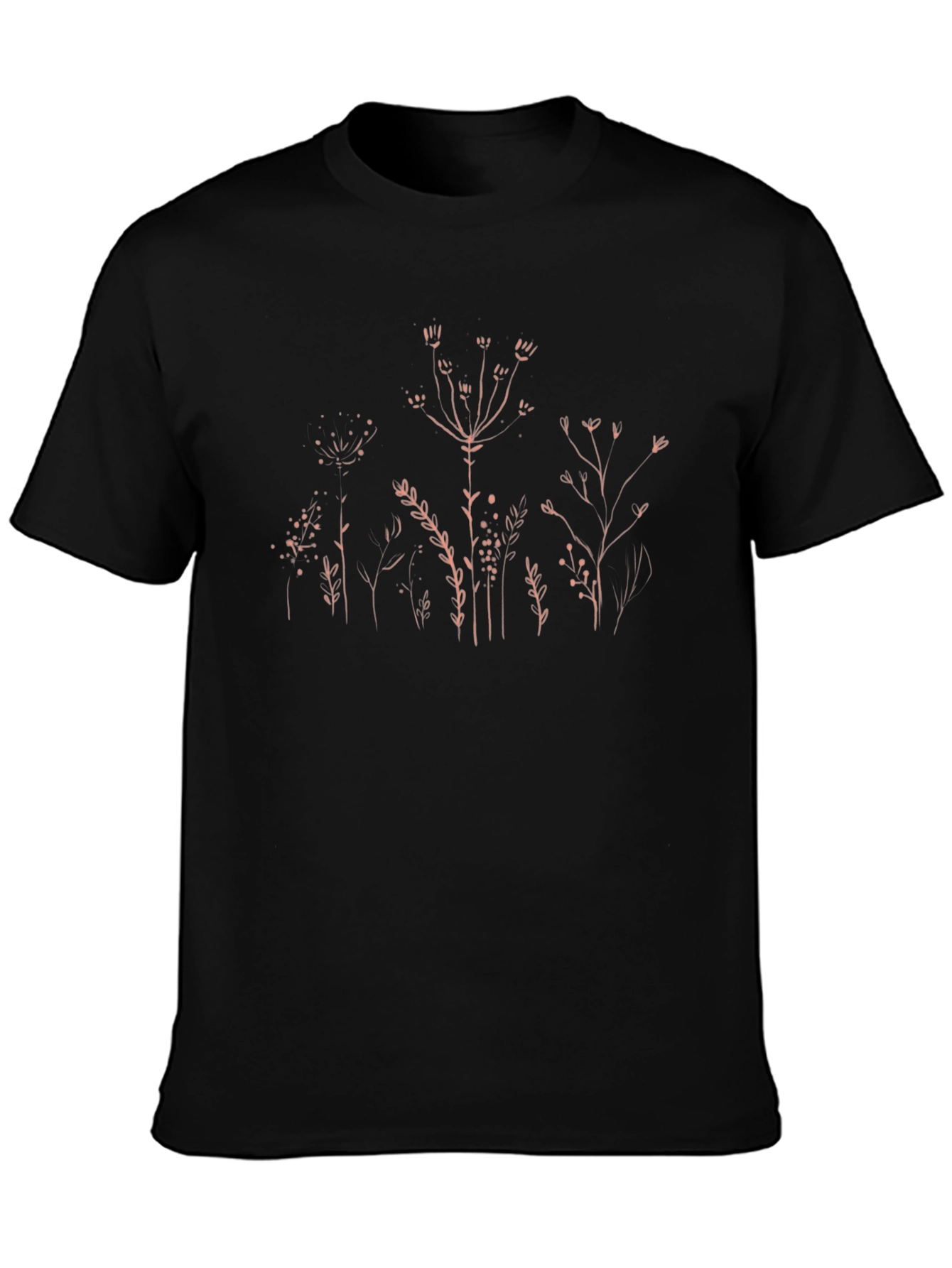 Black Botanical Print Black T-Shirt view 3