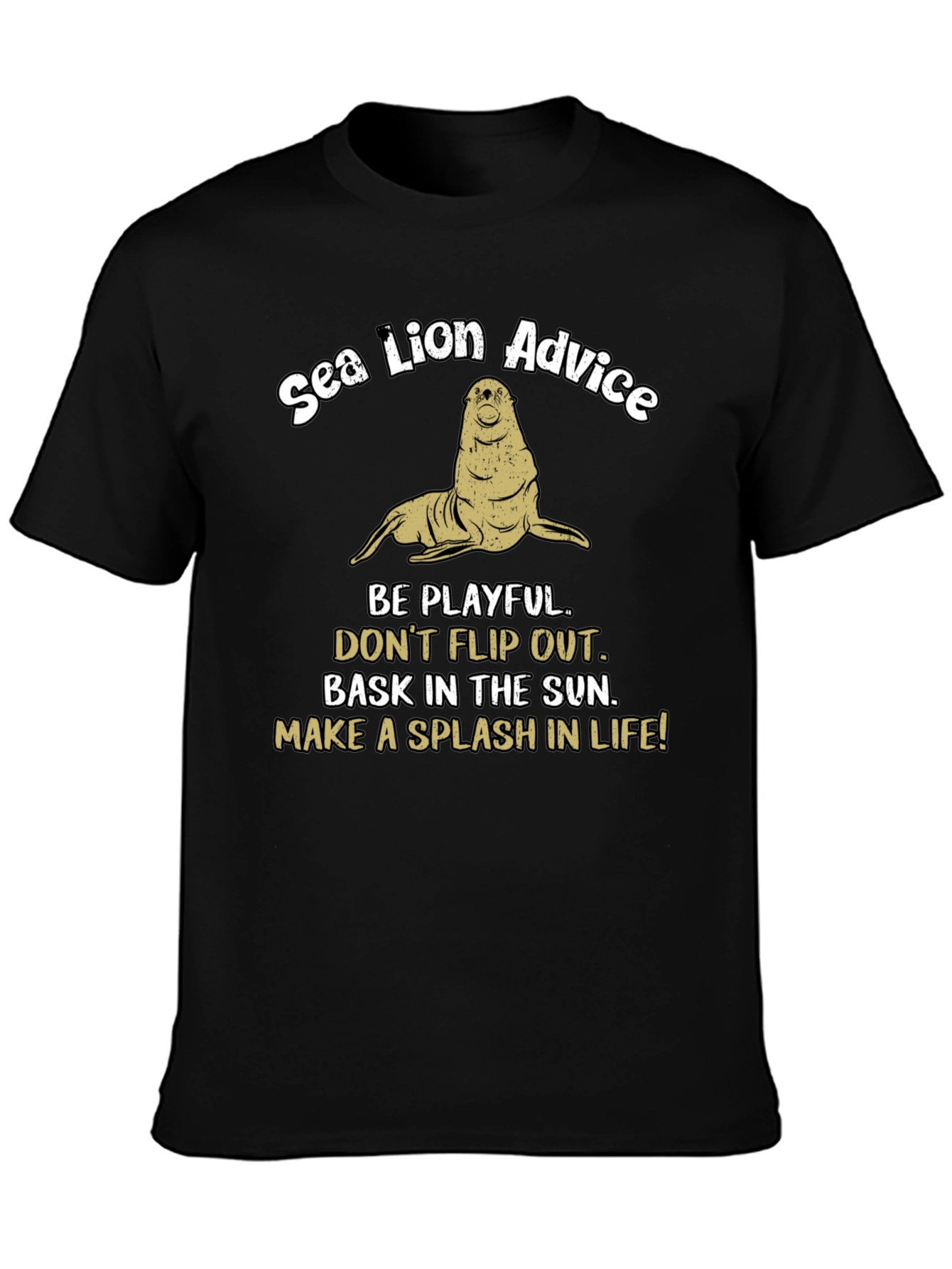 Black Sea Lion Advice Graphic T-Shirt view 3