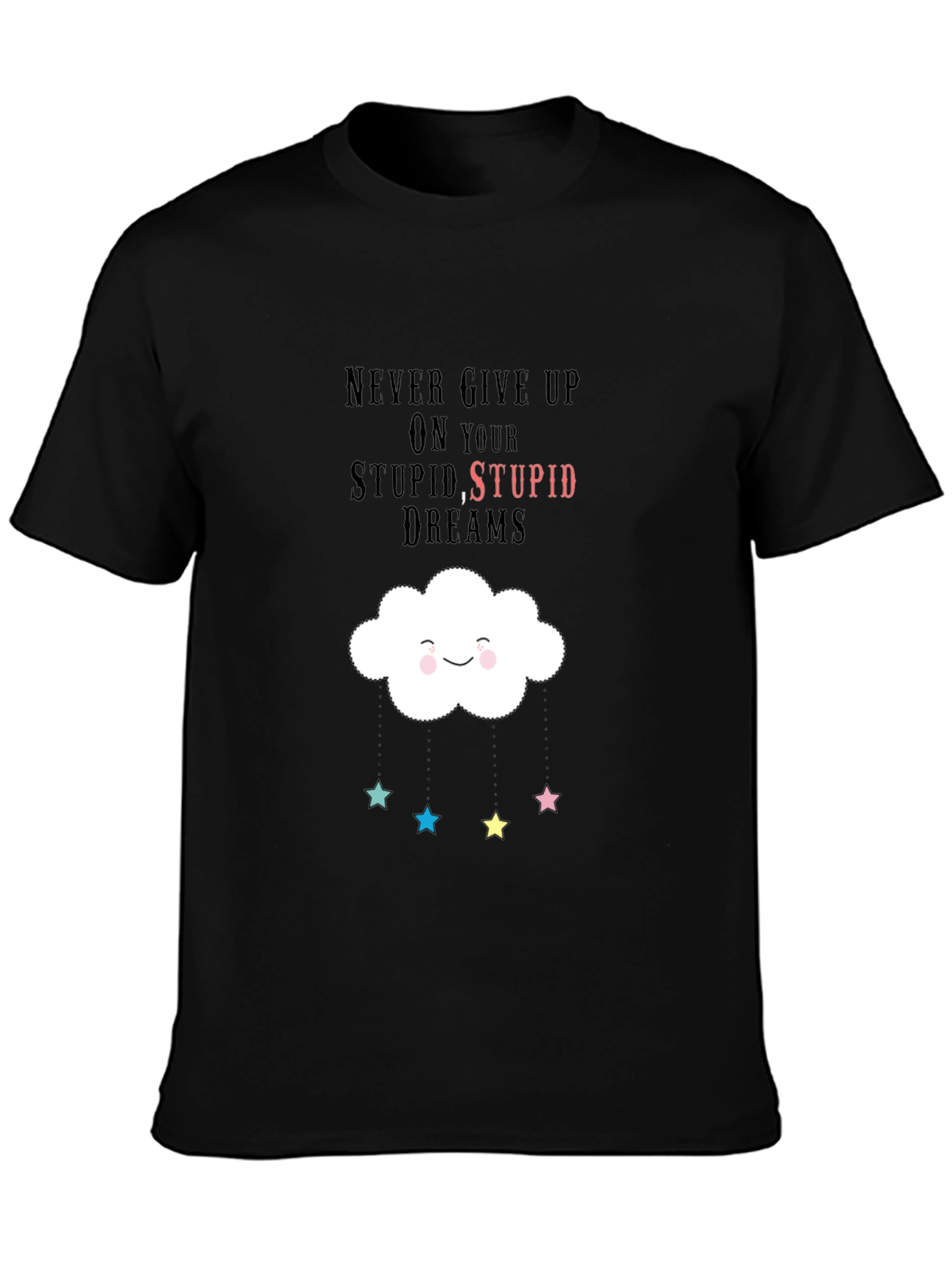 Black Dreamy Graphic Tee - Never Give Up view 3