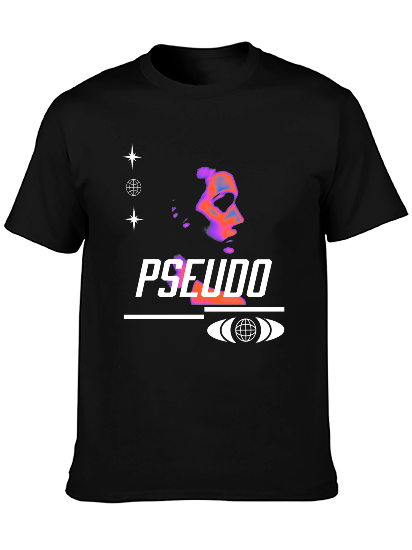 Black Pseudo Graphic Black T-Shirt view 3