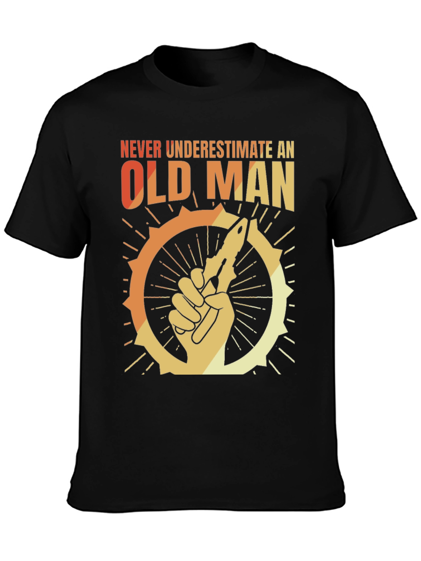 Black Never Underestimate an Old Man Graphic T-Shirt view 3