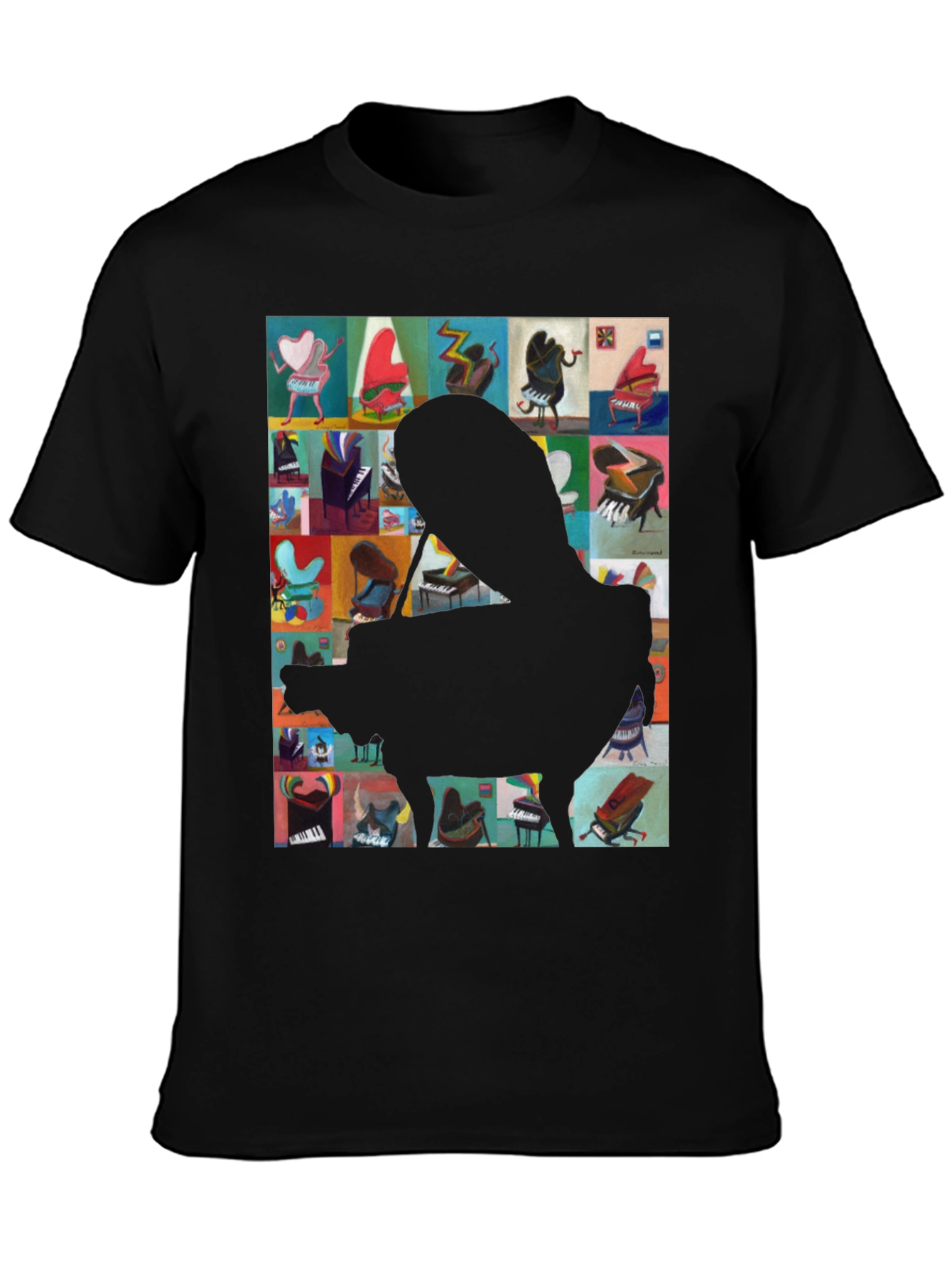 Black Piano Art Graphic Tee - Music Lover T-Shirt view 3
