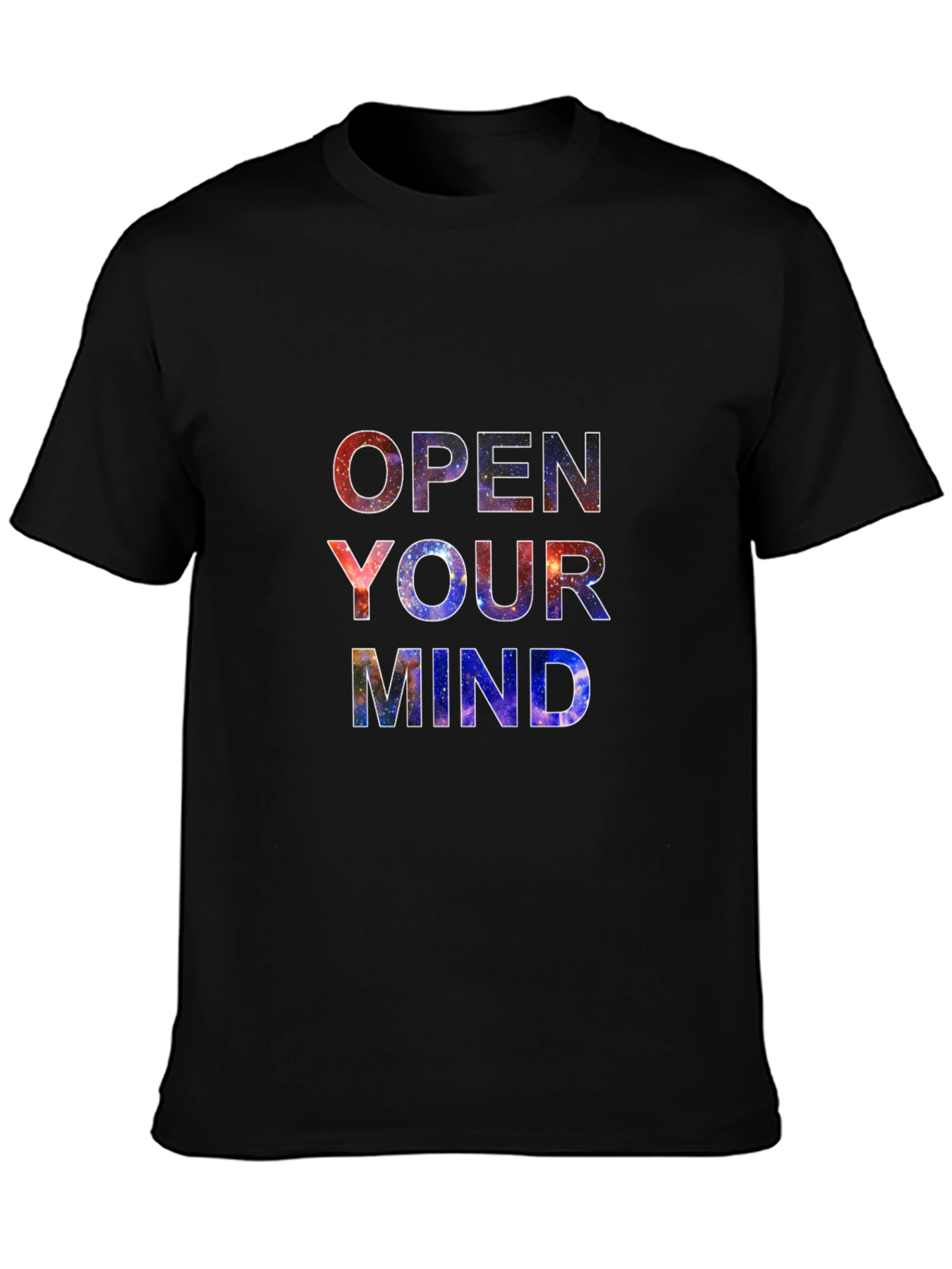 Black Open Your Mind Galaxy Print Black T-Shirt view 3