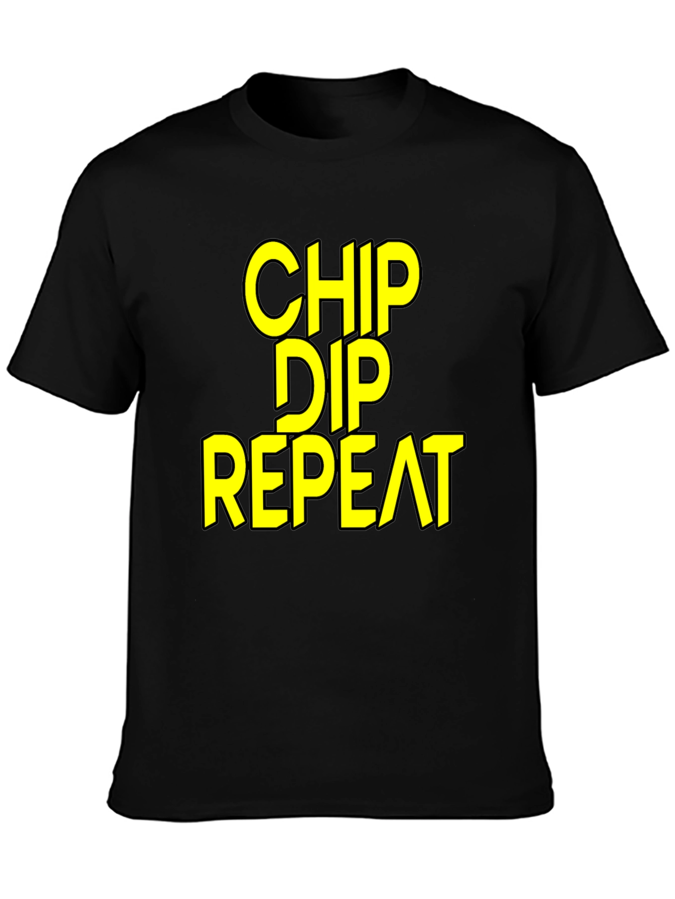 Black Chip Dip Repeat - Funny Foodie T-Shirt view 3