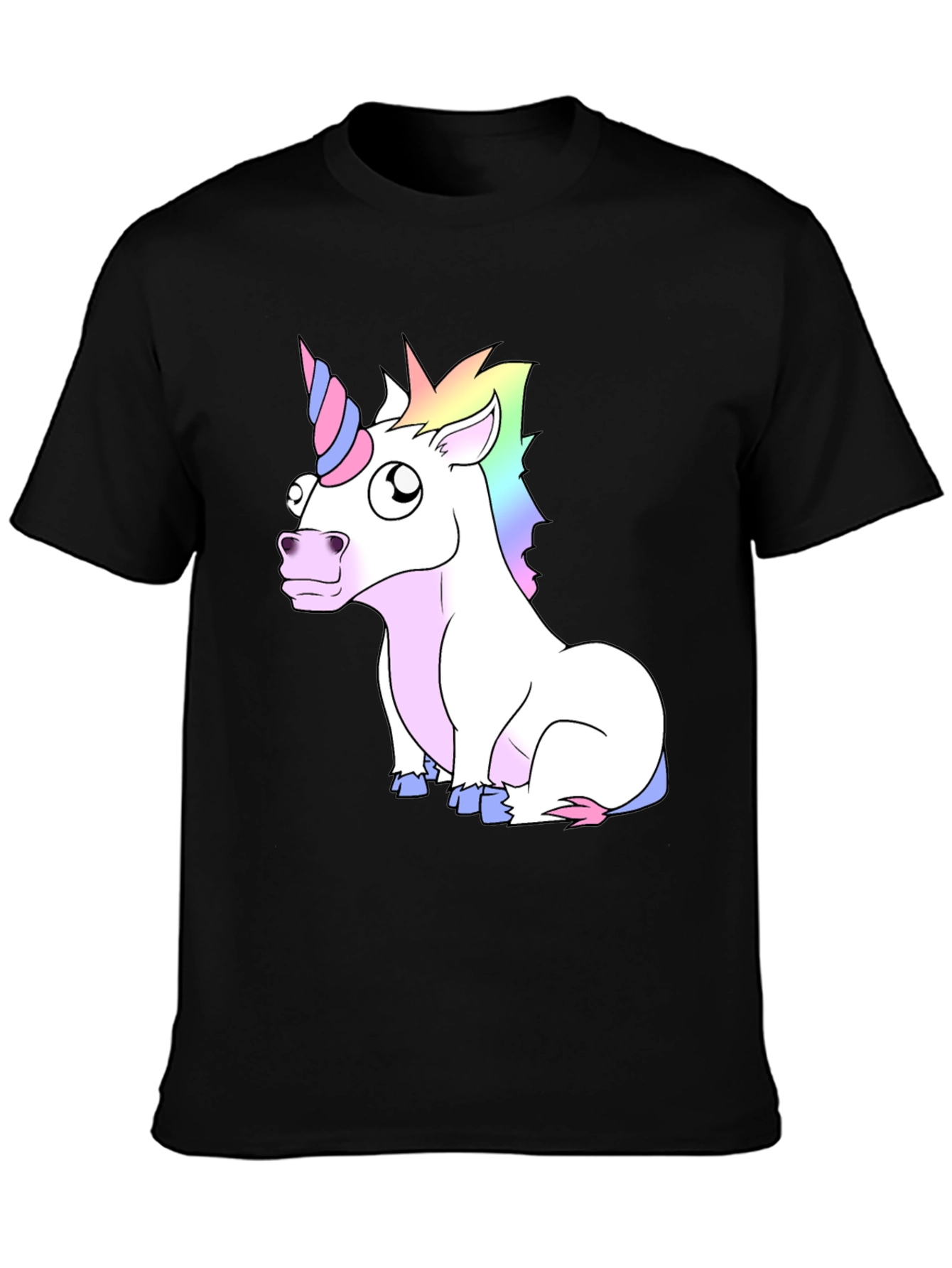 Black Unicorn Graphic Tee - Black Cotton Casual T-Shirt view 3
