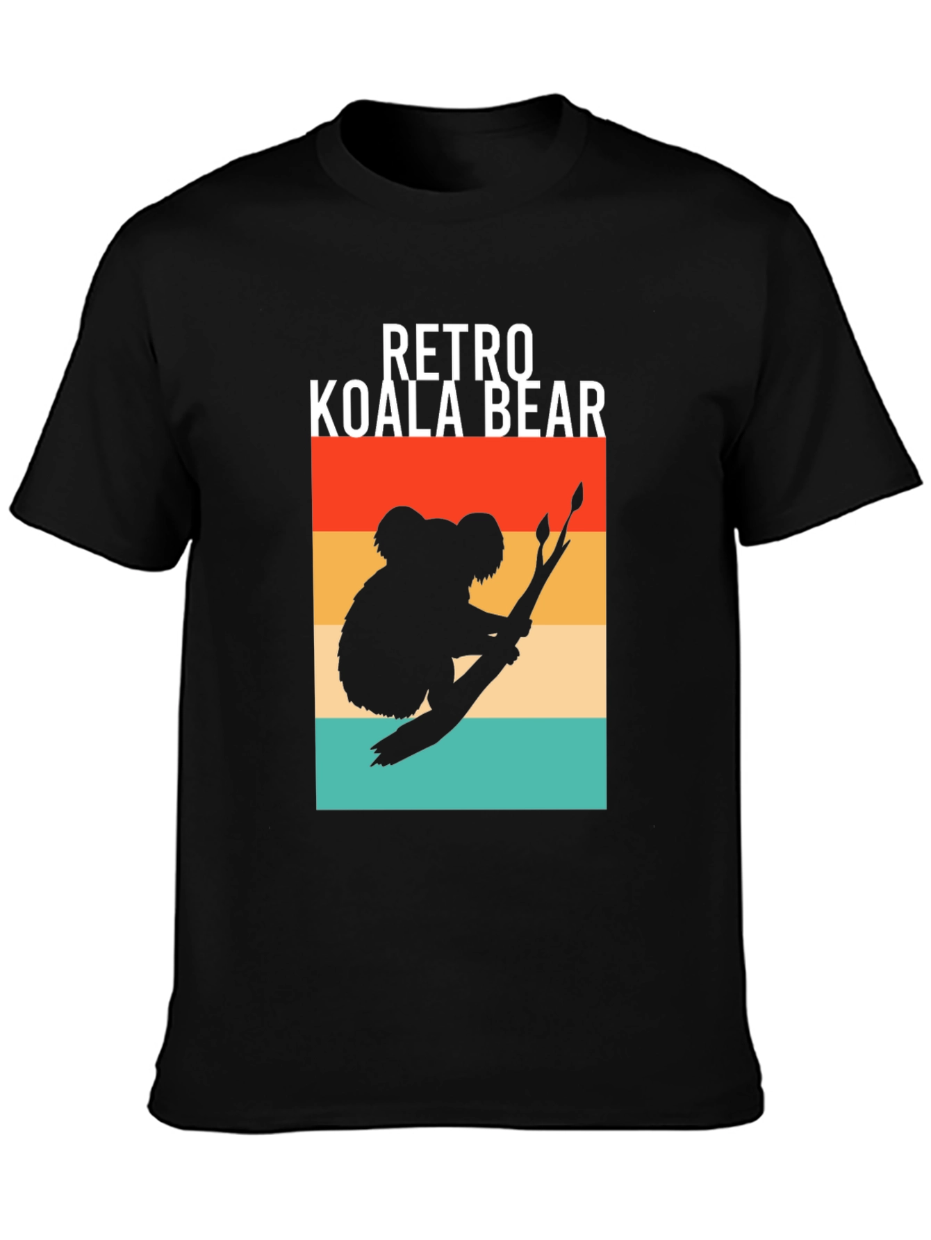 Black Retro Koala Bear Graphic T-Shirt view 3