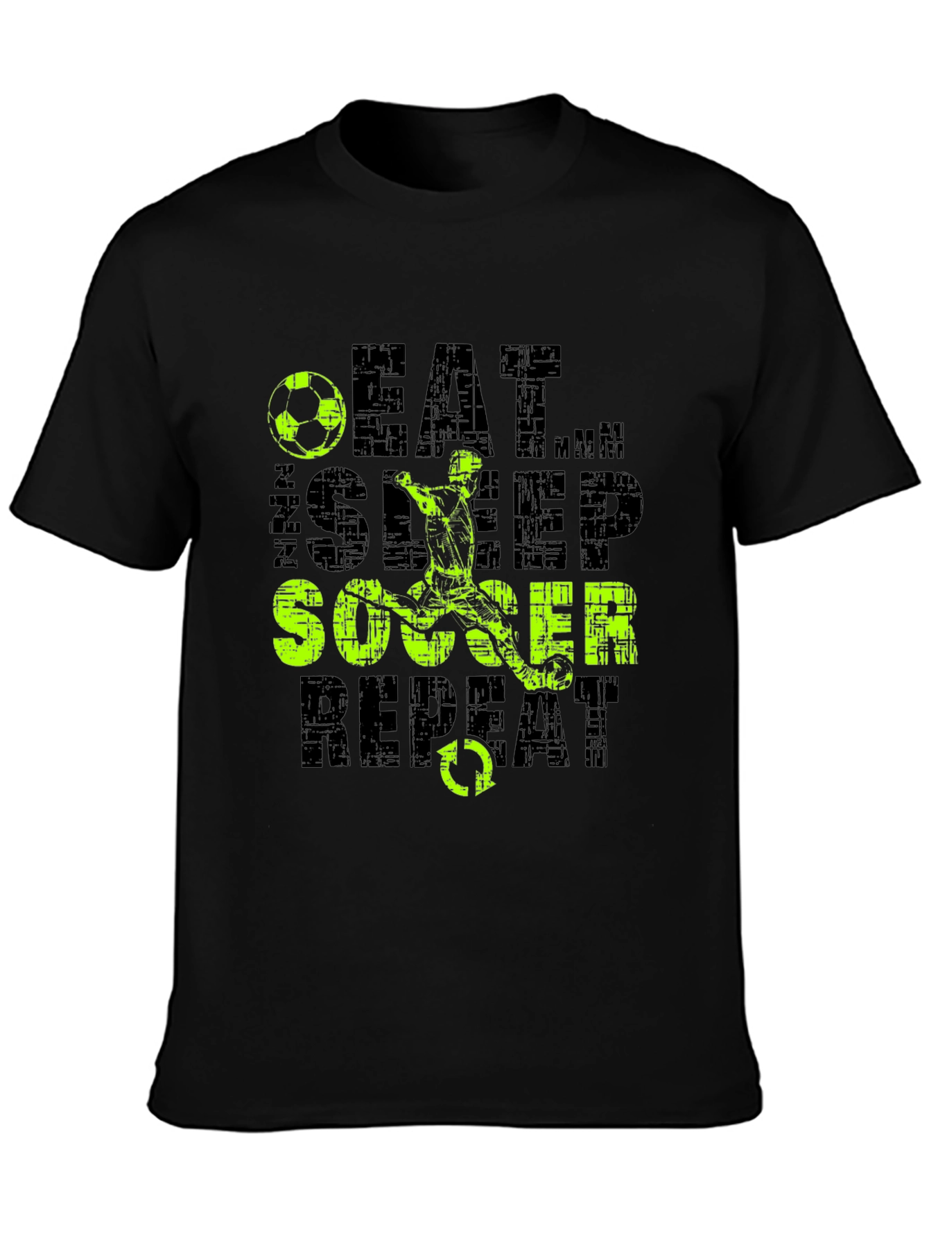 Black Eat Sleep Soccer Repeat T-Shirt view 3