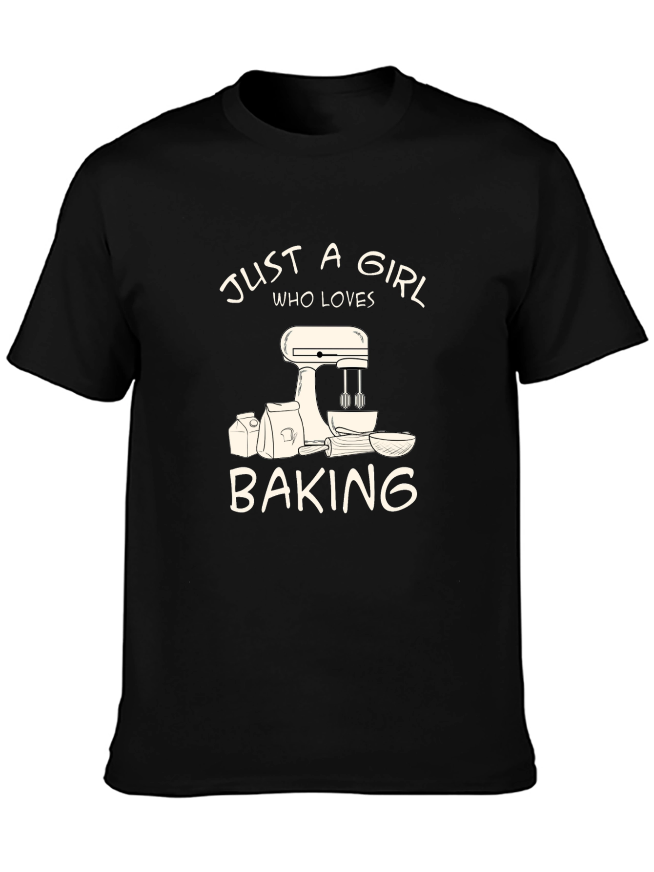 Black Just a Girl Who Loves Baking T-Shirt view 3