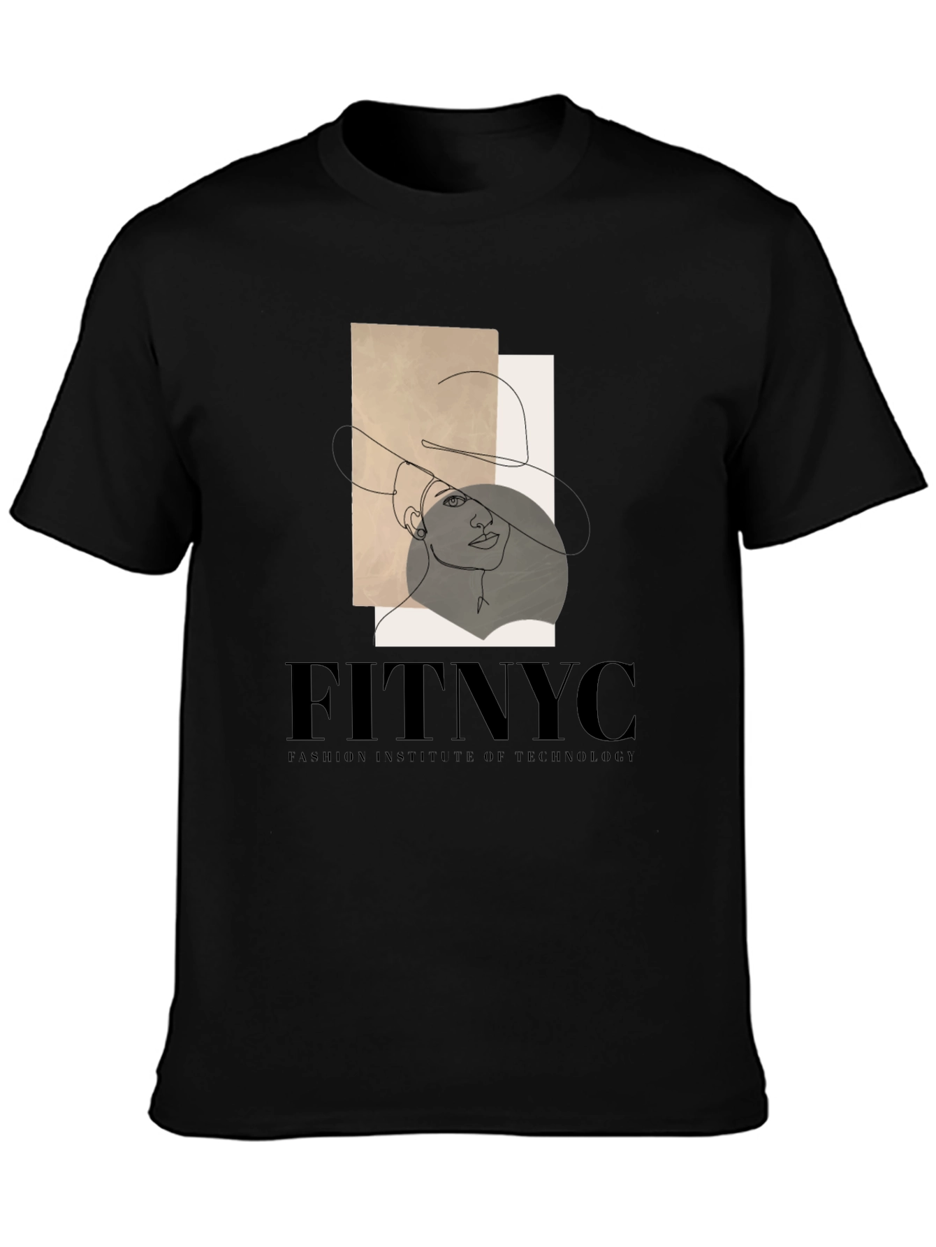 Black FITNYC Fashion Tee: Stylish Line Art Design view 3