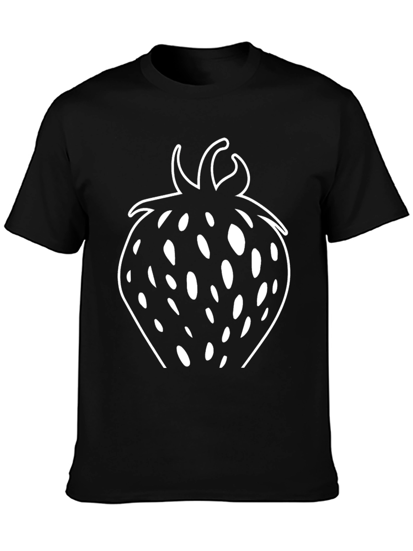 Black Strawberry Graphic Tee - Black Cotton T-Shirt view 3