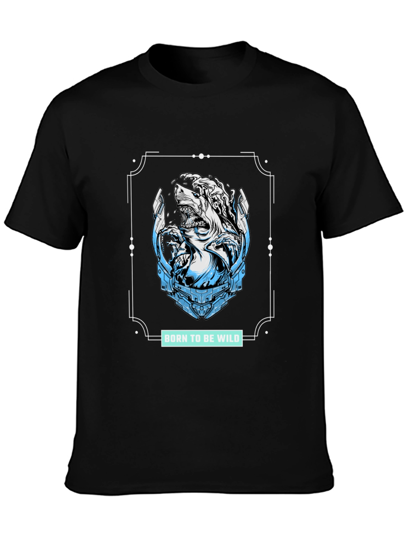 Black Born to be Wild Shark Graphic Tee - Stylish Black T-Shirt view 3