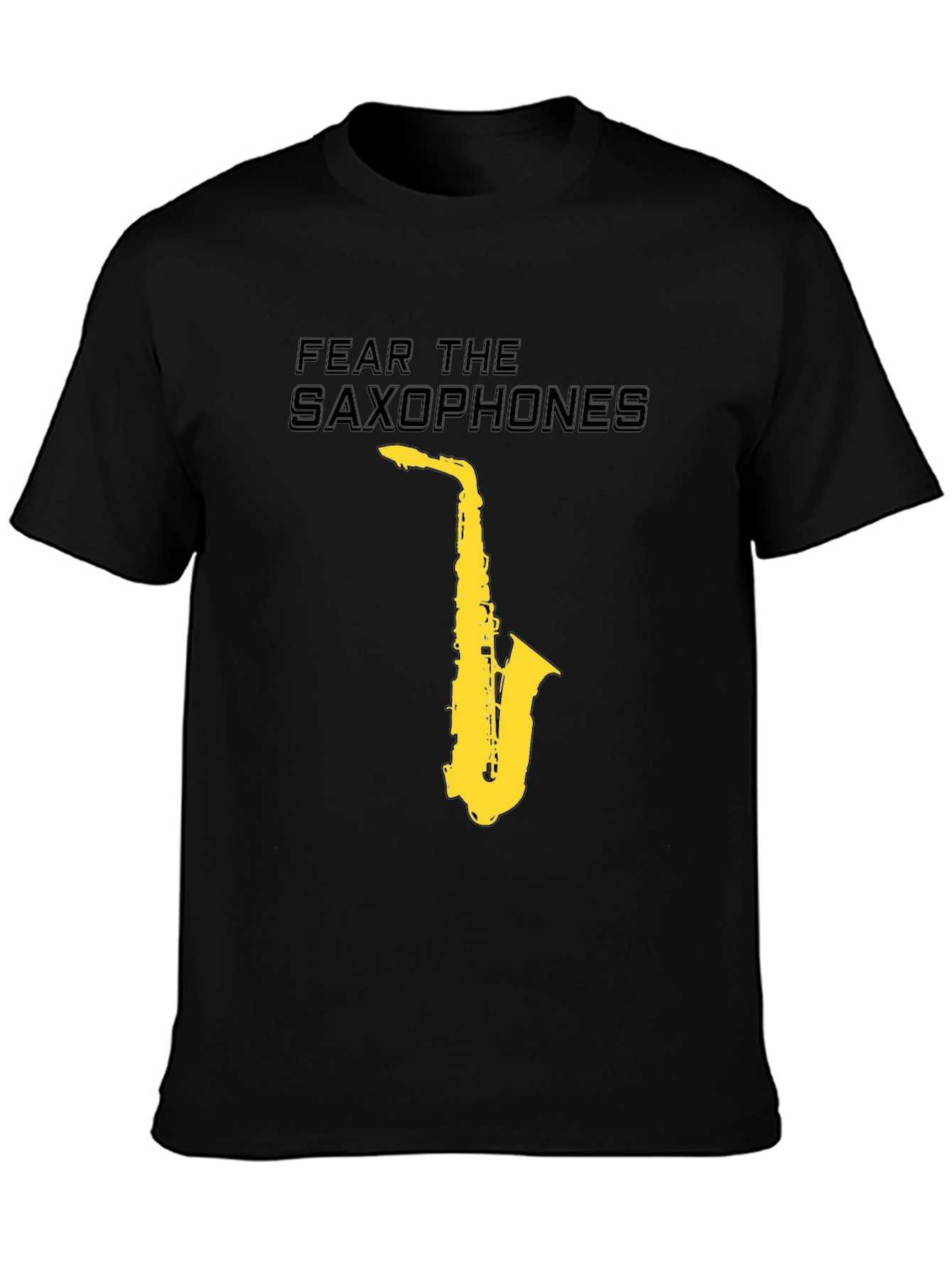 Black Fear the Saxophones Graphic Black T-Shirt view 3