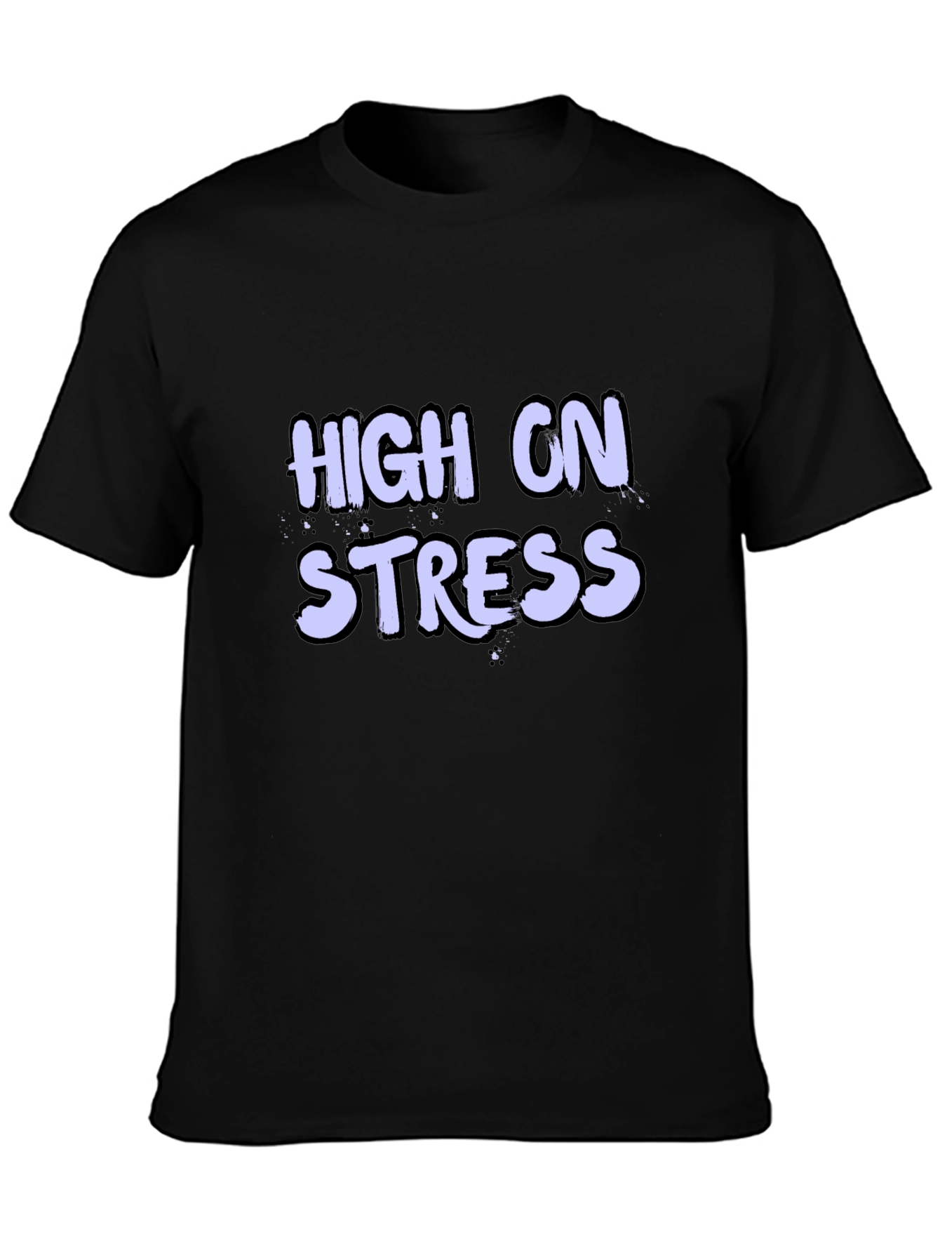 Black High on Stress Graphic T-Shirt - Black Crew Neck view 3