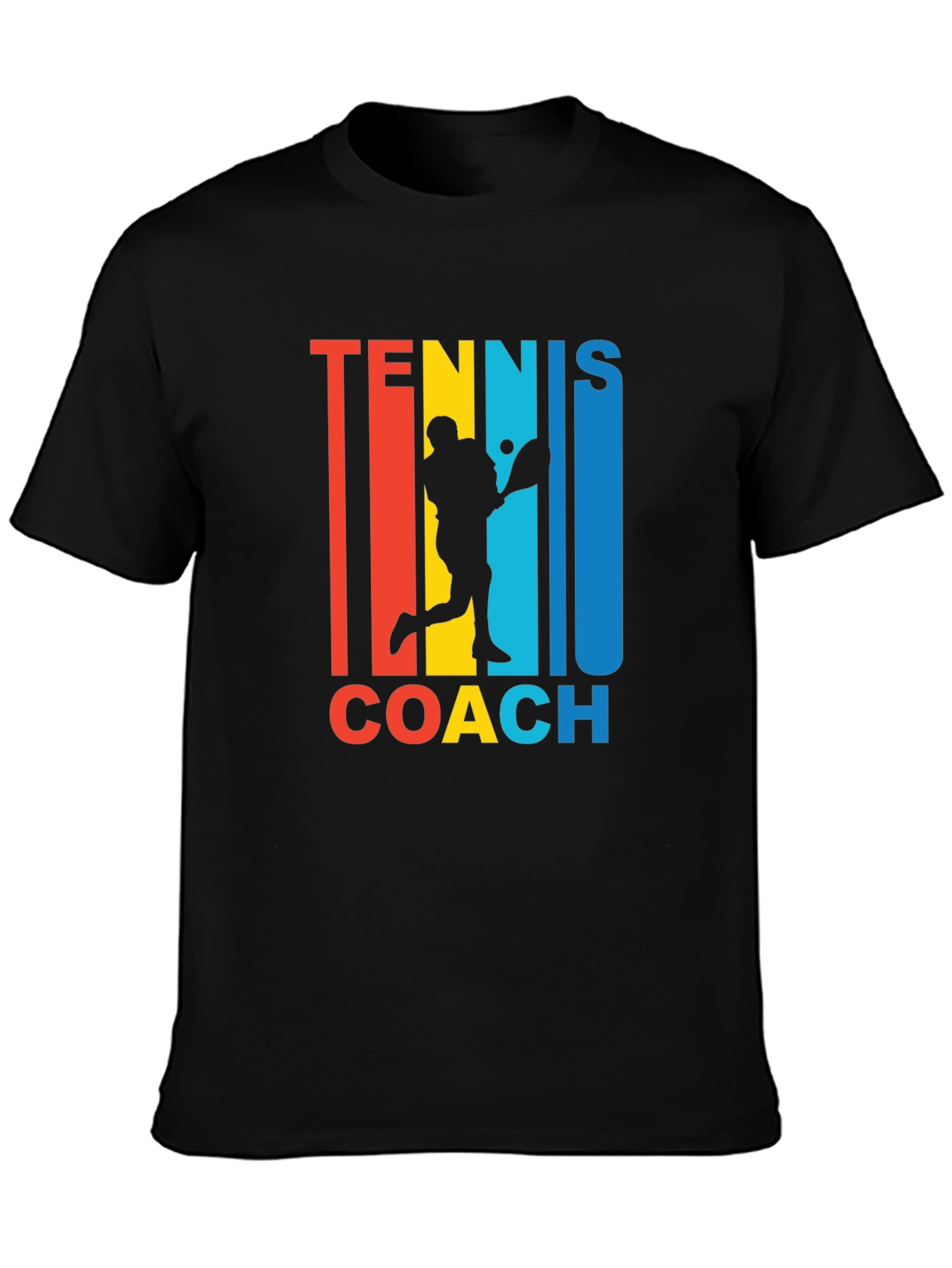Black Tennis Coach Graphic T-Shirt - Retro Style  view 3