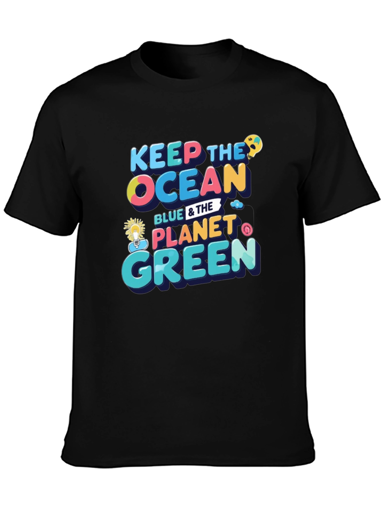 Black Keep the Ocean Blue & the Planet Green Black T-Shirt view 3