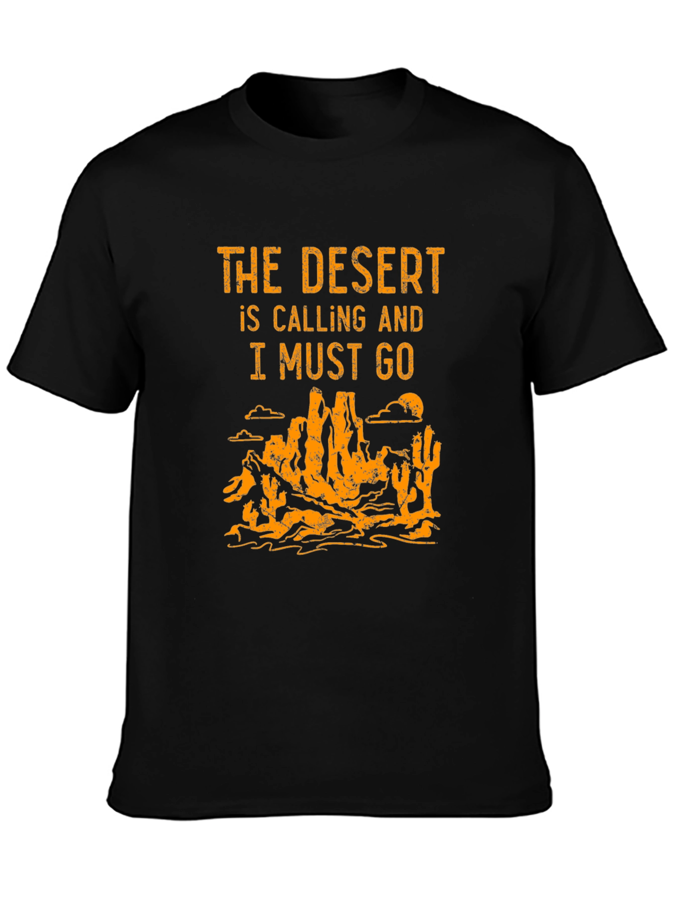 Black Desert Calling Graphic Tee - Black Cotton T-Shirt view 3