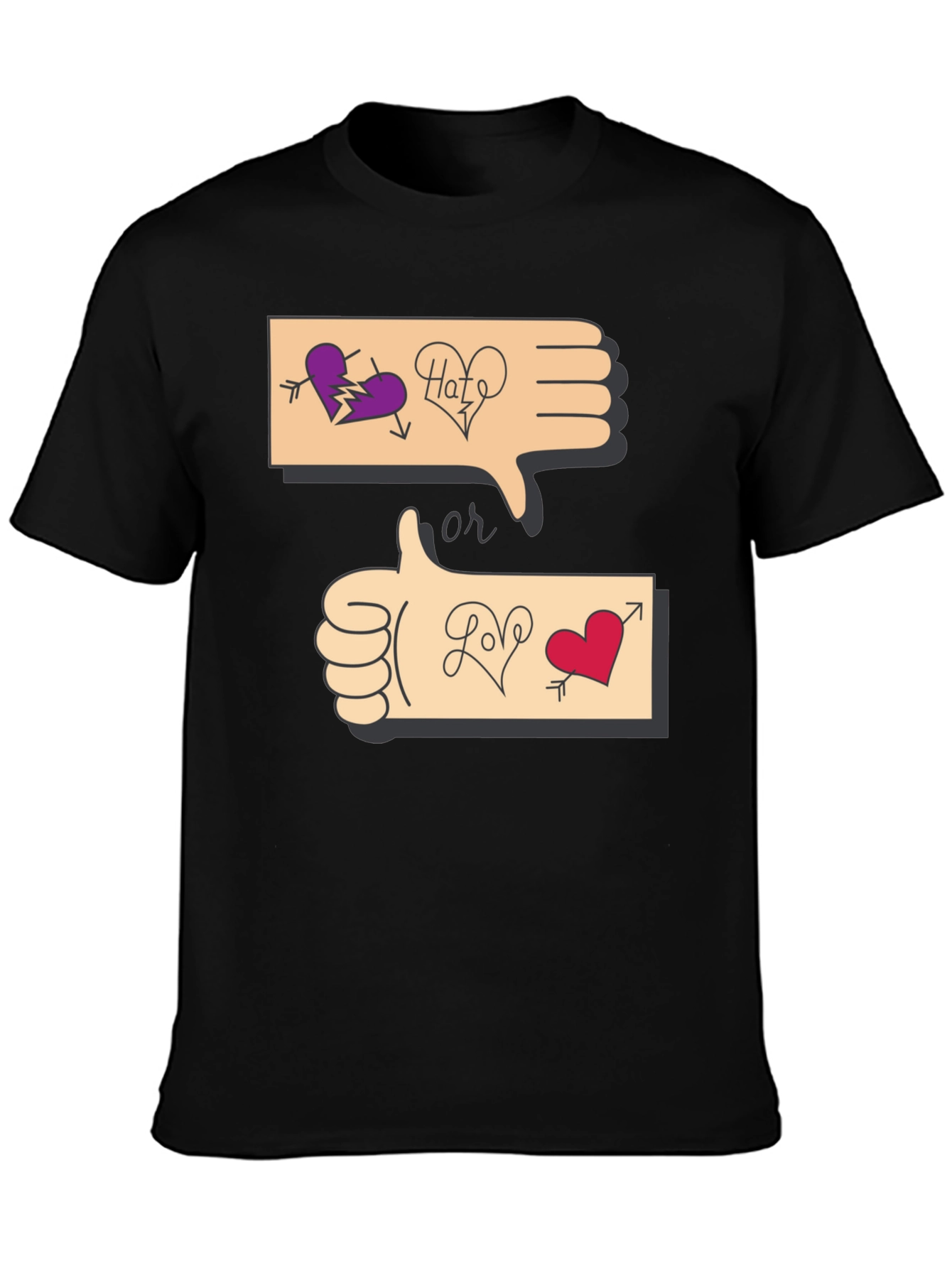 Black Love or Hate Graphic T-Shirt view 3