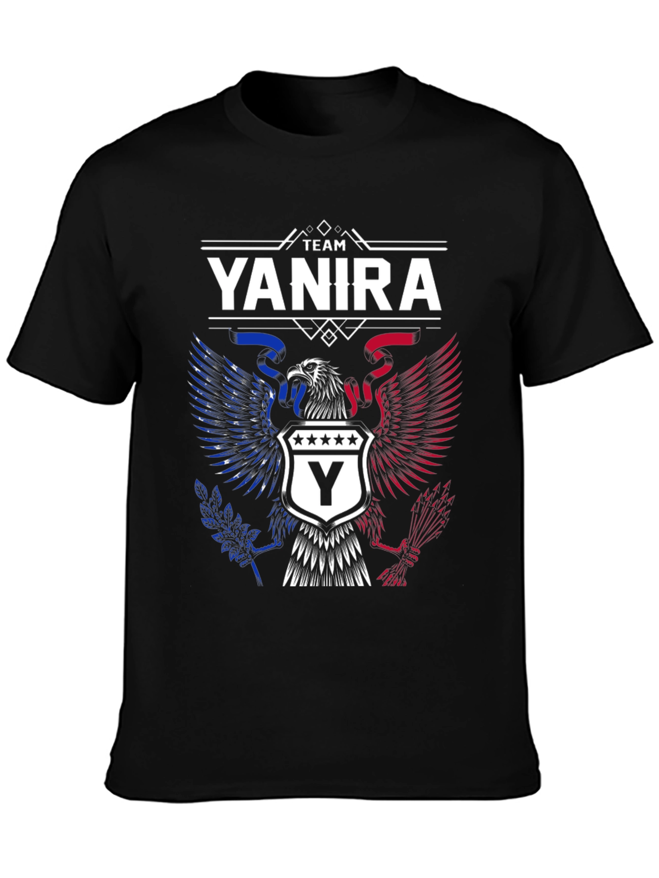 Black Team Yanira Eagle Crest Graphic T-Shirt view 3