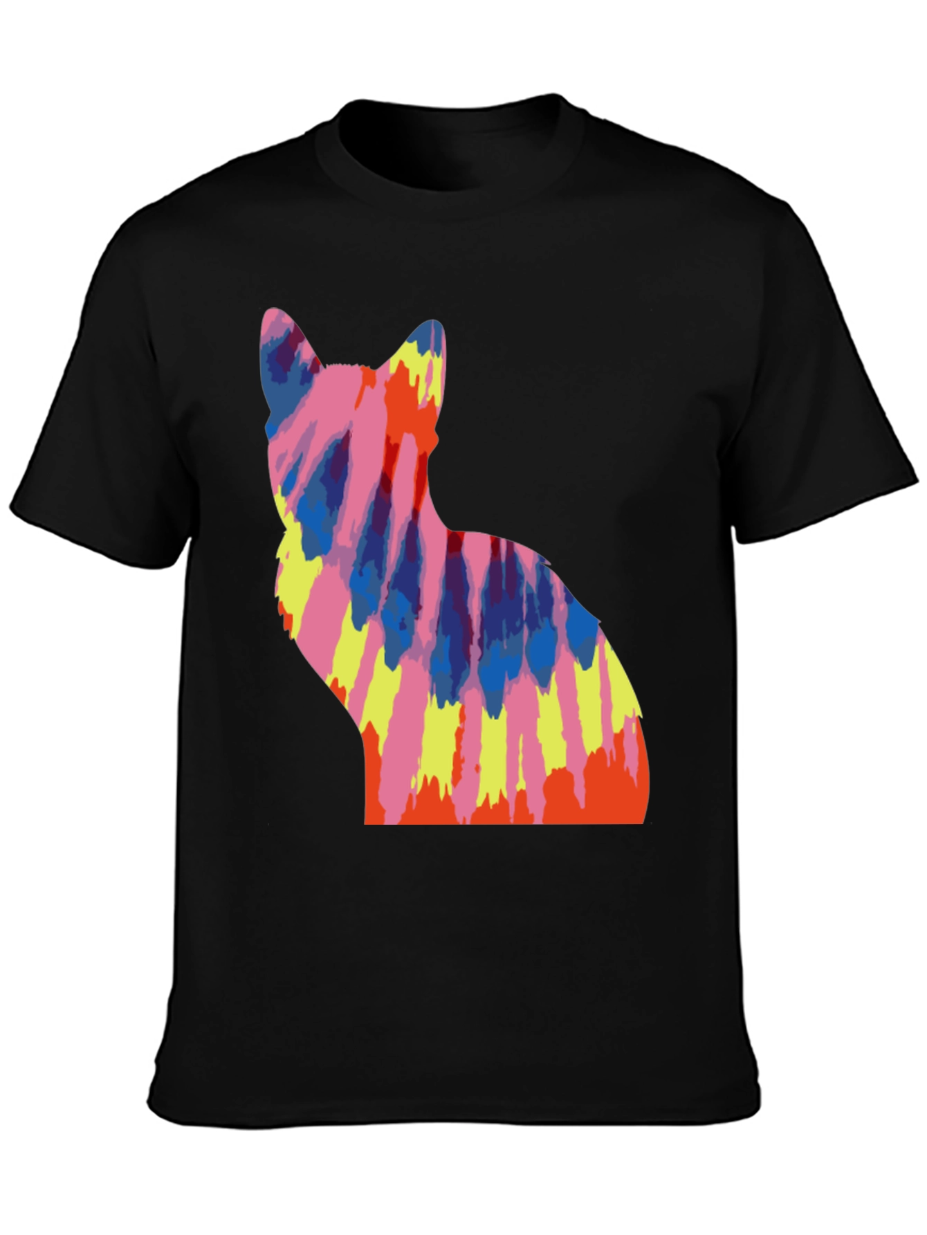 Black Tie Dye Cat Graphic Tee view 3