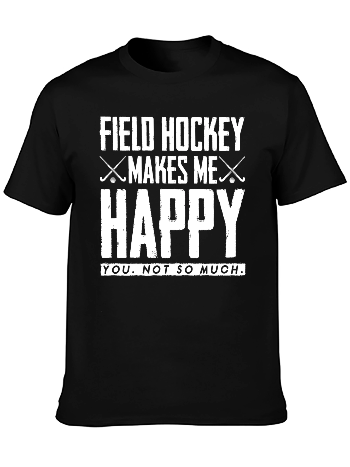 Black Field Hockey Makes Me Happy Graphic T-Shirt view 3