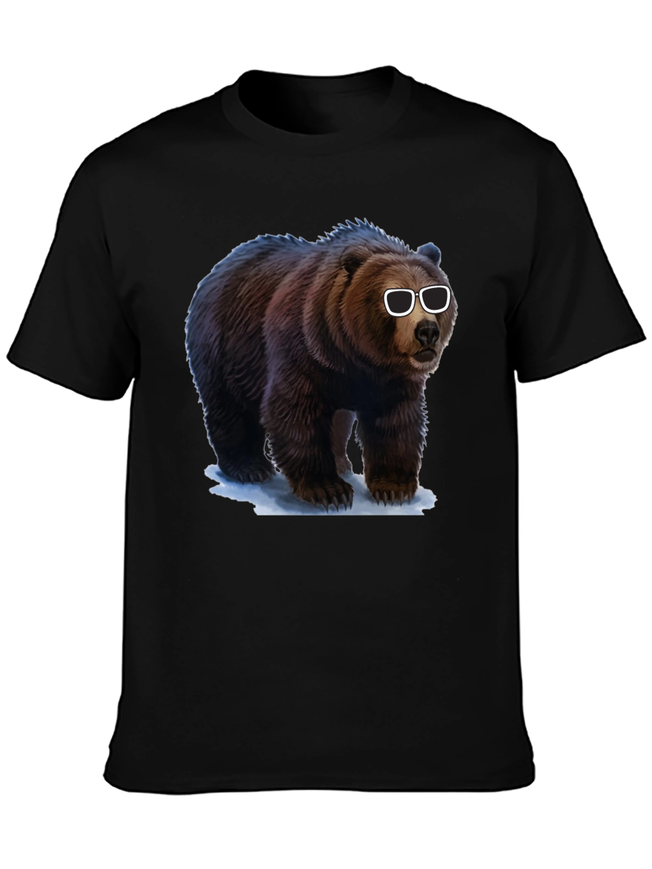 Black Cool Bear Graphic Tee - Black Cotton T-Shirt view 3