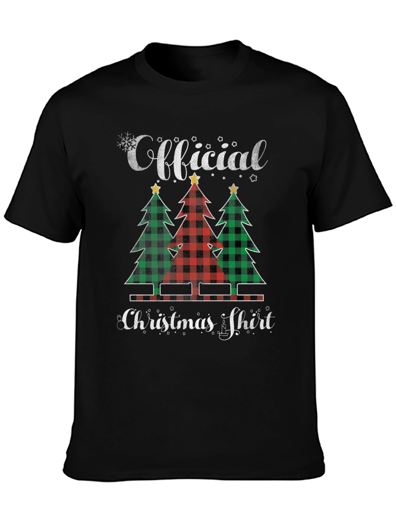 Black Official Christmas Shirt Plaid Tree Tee view 3