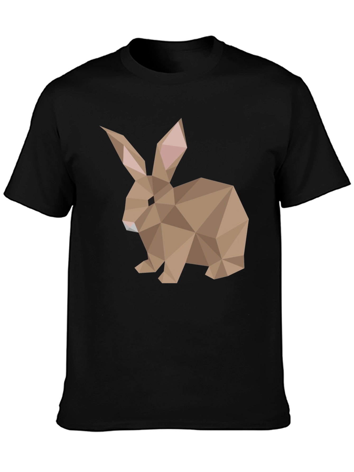 Black Geometric Rabbit Graphic Tee - Soft Cotton Blend view 3